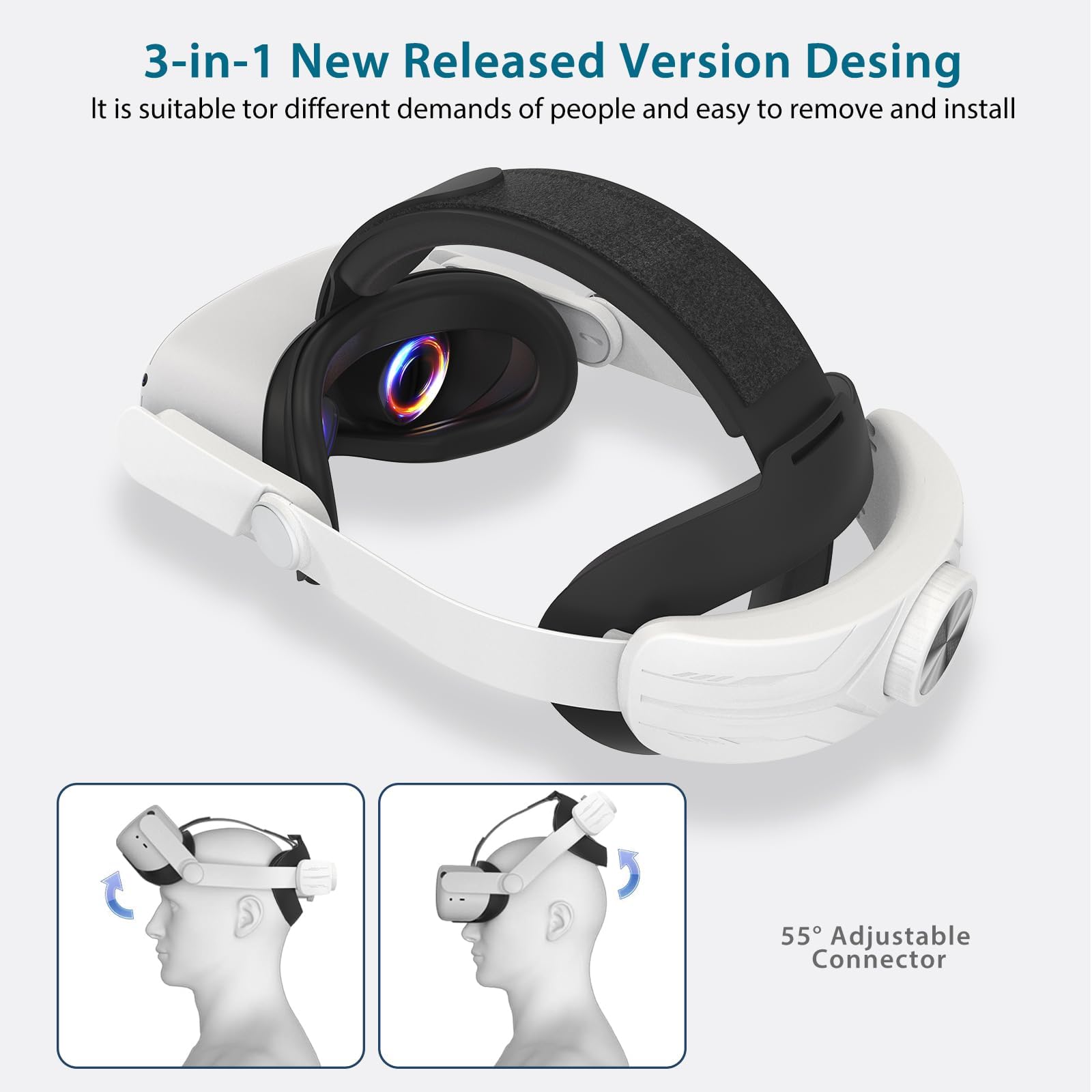 3D Virtual Reality Headset for Quest 3 - Adjustable Head Strap VR Gaming Headset with Comfortable Padding for Extended Play - Perfect for Movies & Games (Panda Design, Battery Not Included) - Ideal for Home Entertainment & VR Experiences