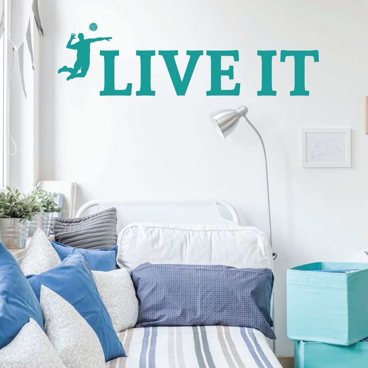 Volleyball Wall Decal - Motivational 'Live It' Vinyl Sticker for Boys Room - Sports Themed Bedroom & Playroom Decor - Perfect for Kids, Teens & Sports Fans