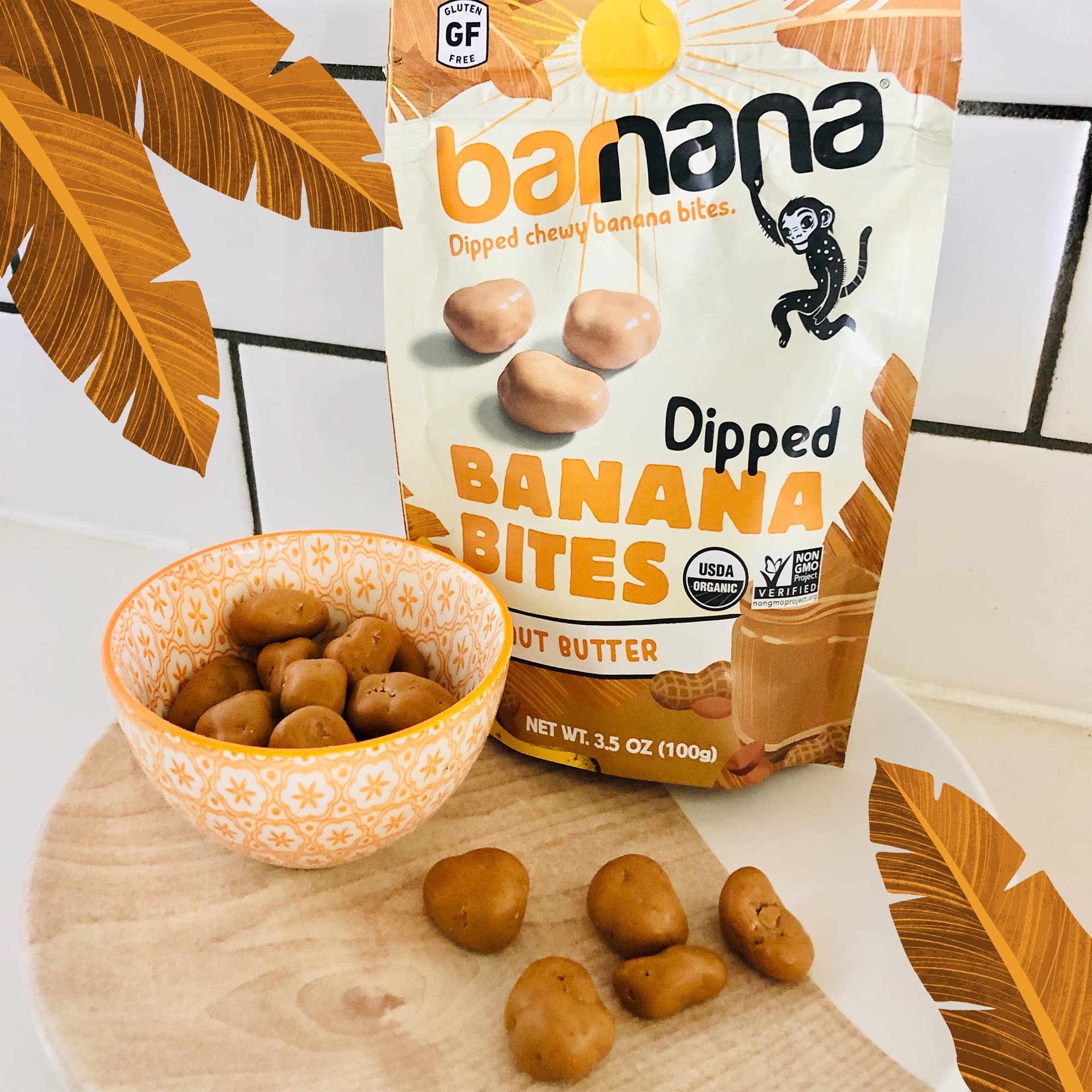 Organic Peanut Butter Dipped Banana Bites - USDA Certified, Kosher & Paleo Friendly - Chewy Real Fruit Snack (3.5oz, 12-Pack) - Perfect for On-the-Go, School Lunches & Healthy Office Snacking