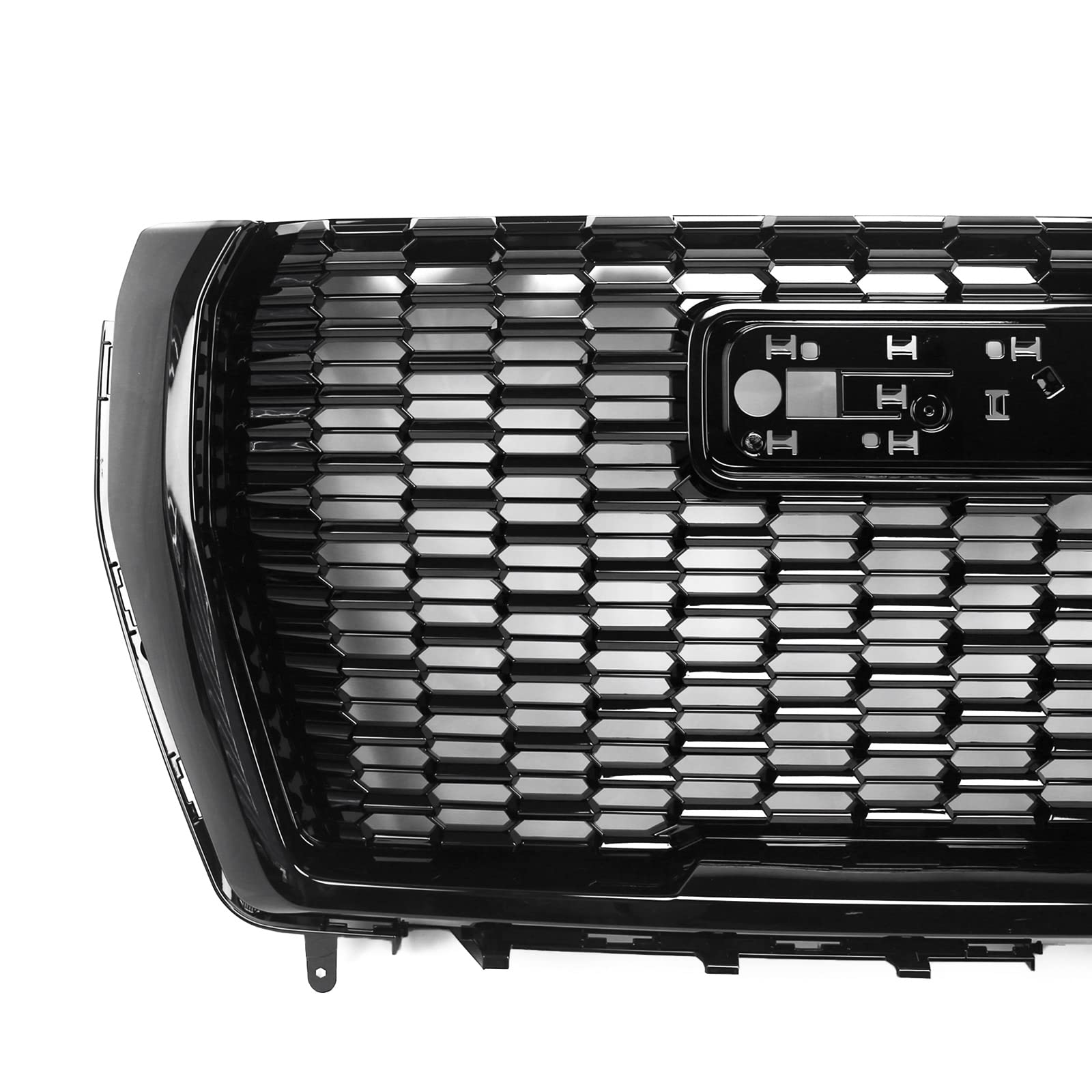 FIONE Front Bumper Grille Grill Compatible With 2021-2023 GMC Yukon & Yukon XL Denali Style - Honeycomb Glossy Black Grill Assembly (Part# 84835786) - Upgrade Your SUV's Appearance for Off-Roading & Urban Driving