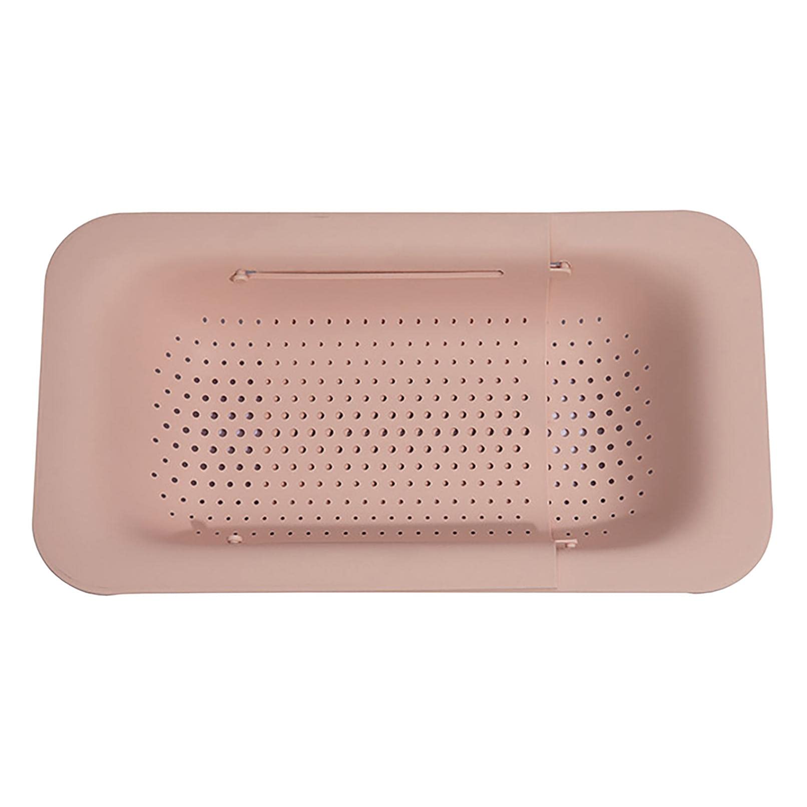 Collapsible Colander Over the Sink Drain Strainer Basket - Expandable Plastic Kitchen Sink Strainer for Washing Fruits and Vegetables - Retractable & Space-Saving Design (Pink) - Perfect for Small Kitchens, RVs, and Camping