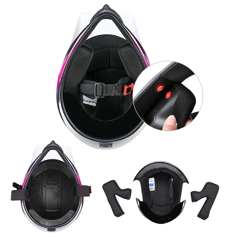 TheLAShop H VEN12 Youth Dirt Bike Helmet - DOT Approved, Lightweight & Ventilated - Perfect for Kids Motocross, ATV Riding & Off-Road Adventures (Pink)