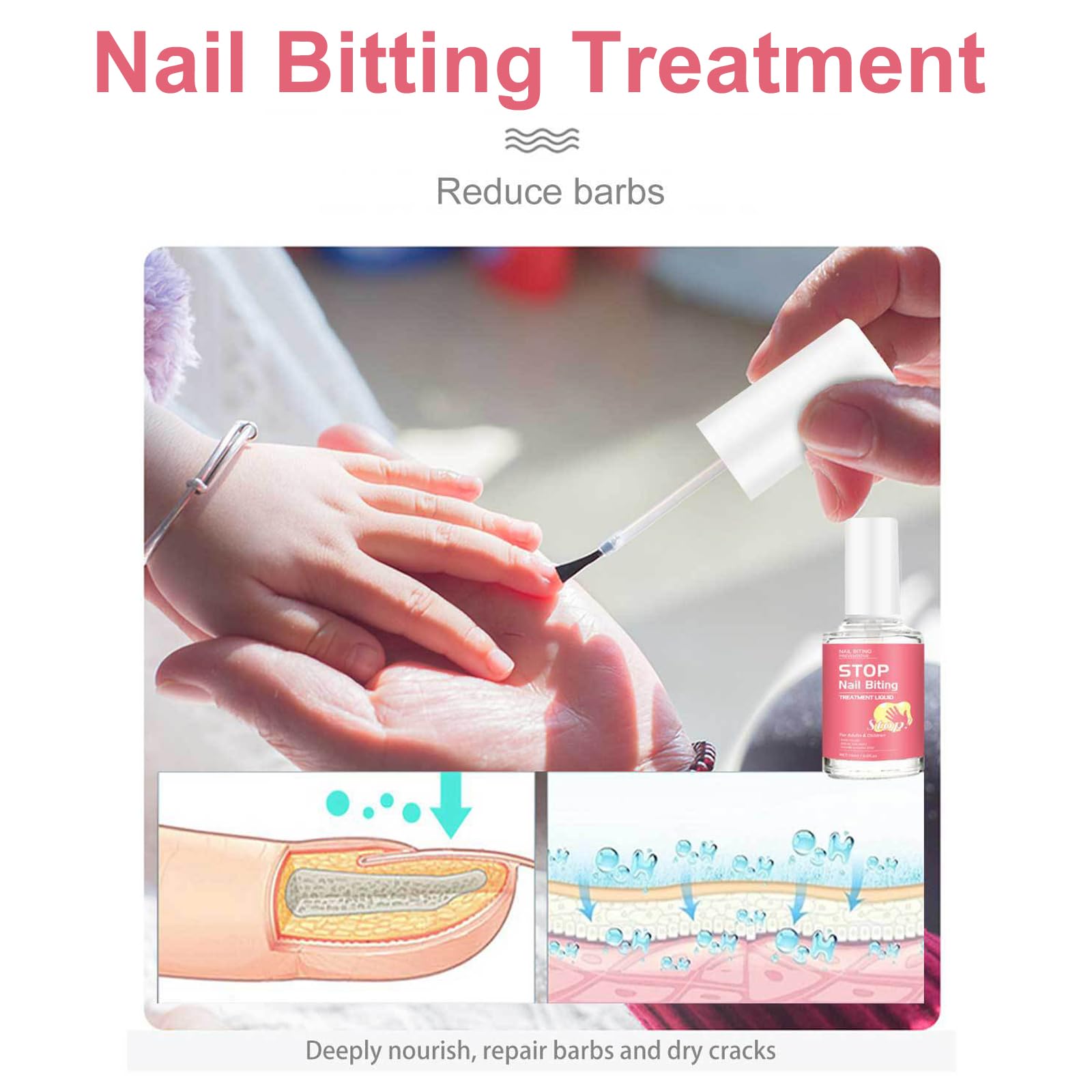 No Bite Nail Polish - 15ml Anti Nail Biting Treatment for Adults - Stop Thumb Sucking & Nail Biting Habit - Safe & Effective Nail Care Solution - Day & Night Use for Healthy Nails - Perfect for Office, Travel & Home Use