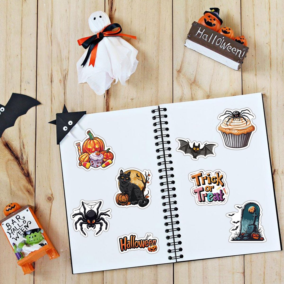 100pcs Unique Halloween Stickers for Kids - Waterproof Vinyl Party Favors, Trick or Treat Decorations - Perfect for Classroom Rewards, Pumpkin Carving, Costume Accessories & Scrapbooking
