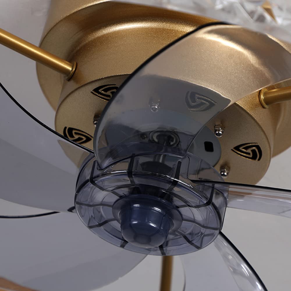 Modern Luxury LED Ceiling Fan with Remote - Dimmable Flush Mount Light & Acrylic Shade for Living Room, Bedroom, Hotel (110V-120V, Gold) - Perfect for Home Cooling and Stylish Interior Lighting