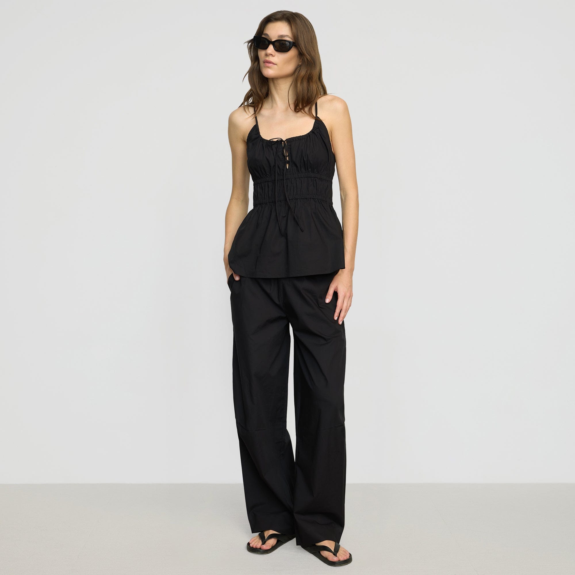 Paula Smocked Waist Organic Cotton Pants for Women - Comfortable High-Waisted Casual Trousers - Perfect for Work, Travel & Everyday Wear