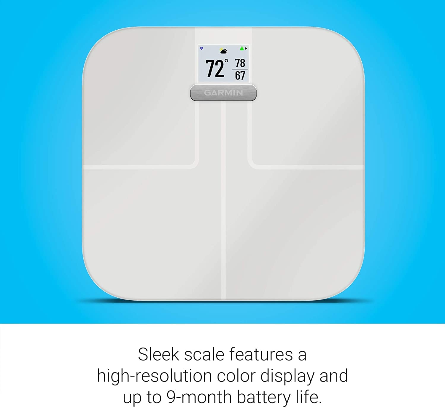 Garmin Index S2 Smart Scale - Wireless Bluetooth Body Composition Analyzer for Weight, Body Fat, Muscle Mass, Bone Mass & Body Water - White (010-02294-03) | Perfect for Home Gym, Fitness Tracking & Health Monitoring