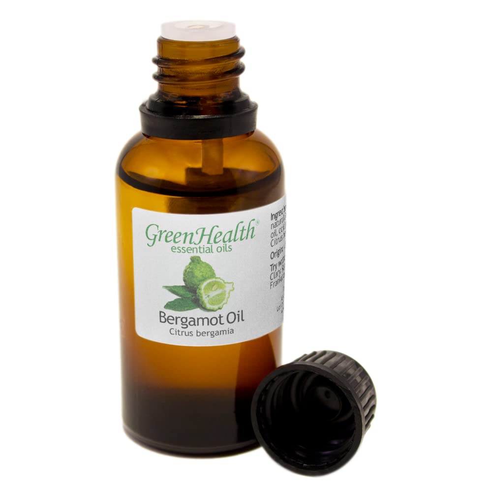 100% Pure Bergamot Essential Oil - 1 fl oz (30ml) Natural Aromatherapy Oil for Stress Relief, Mood Boosting & Skin Care - Greenhealth - Perfect for Diffusers, Massage & DIY Beauty Products