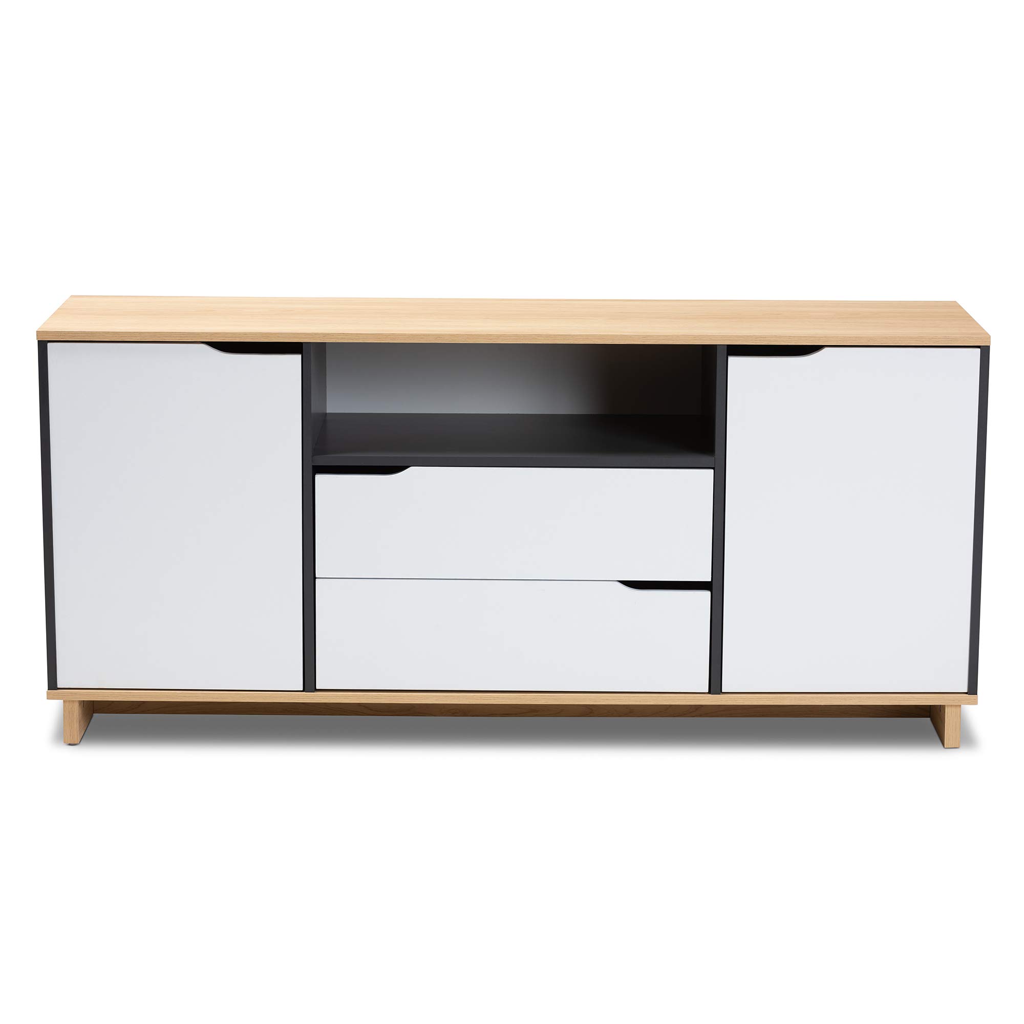 Baxton Studio Modern Sideboard & Buffet Server - White, Oak, Grey Finish - Entryway, Dining Room, Living Room Storage Furniture