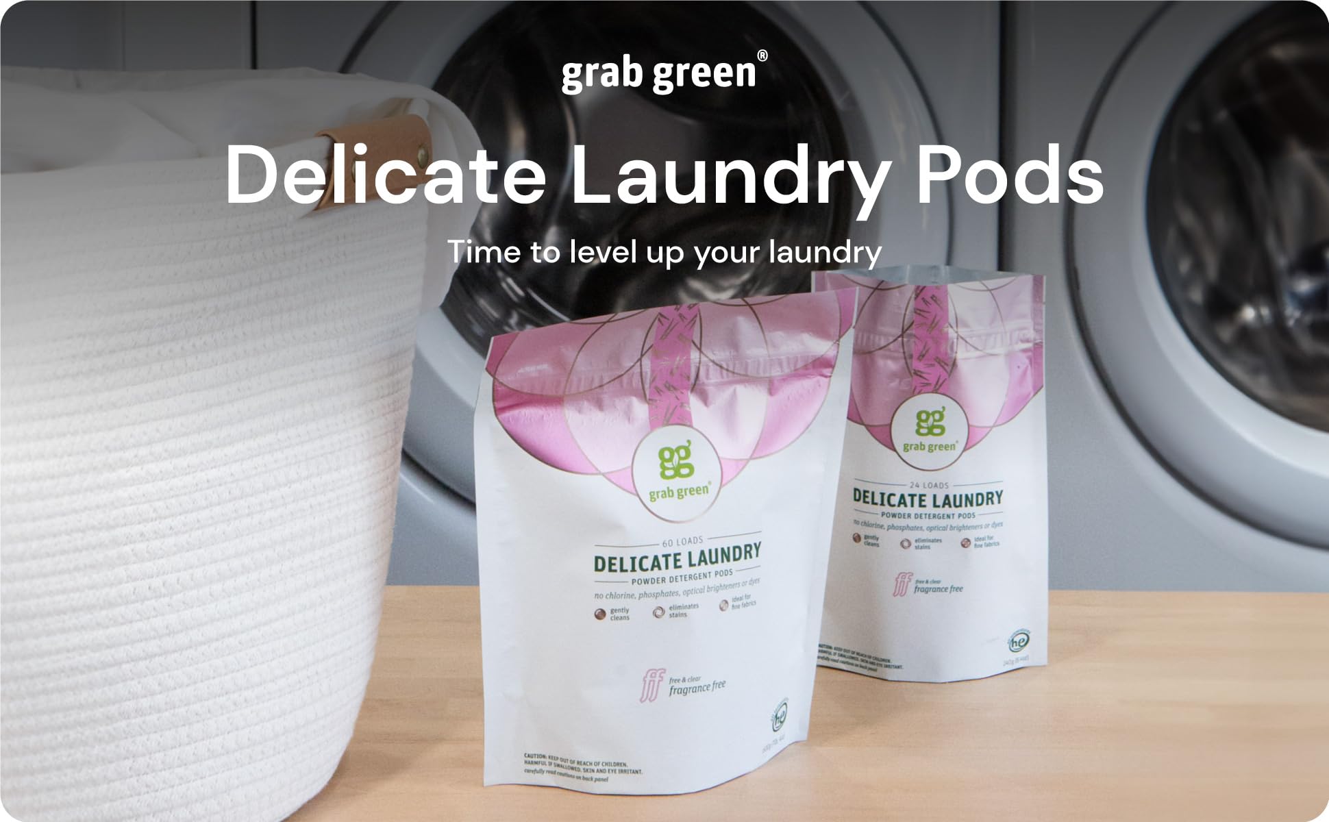 Grab Green Fragrance Free Laundry Detergent Pods - 24 Count | Plant & Mineral Based | Powerful Stain Remover & Clothes Brightener | Gentle for Delicates | Ideal for Baby Clothes, Sensitive Skin & Eco-Friendly Cleaning