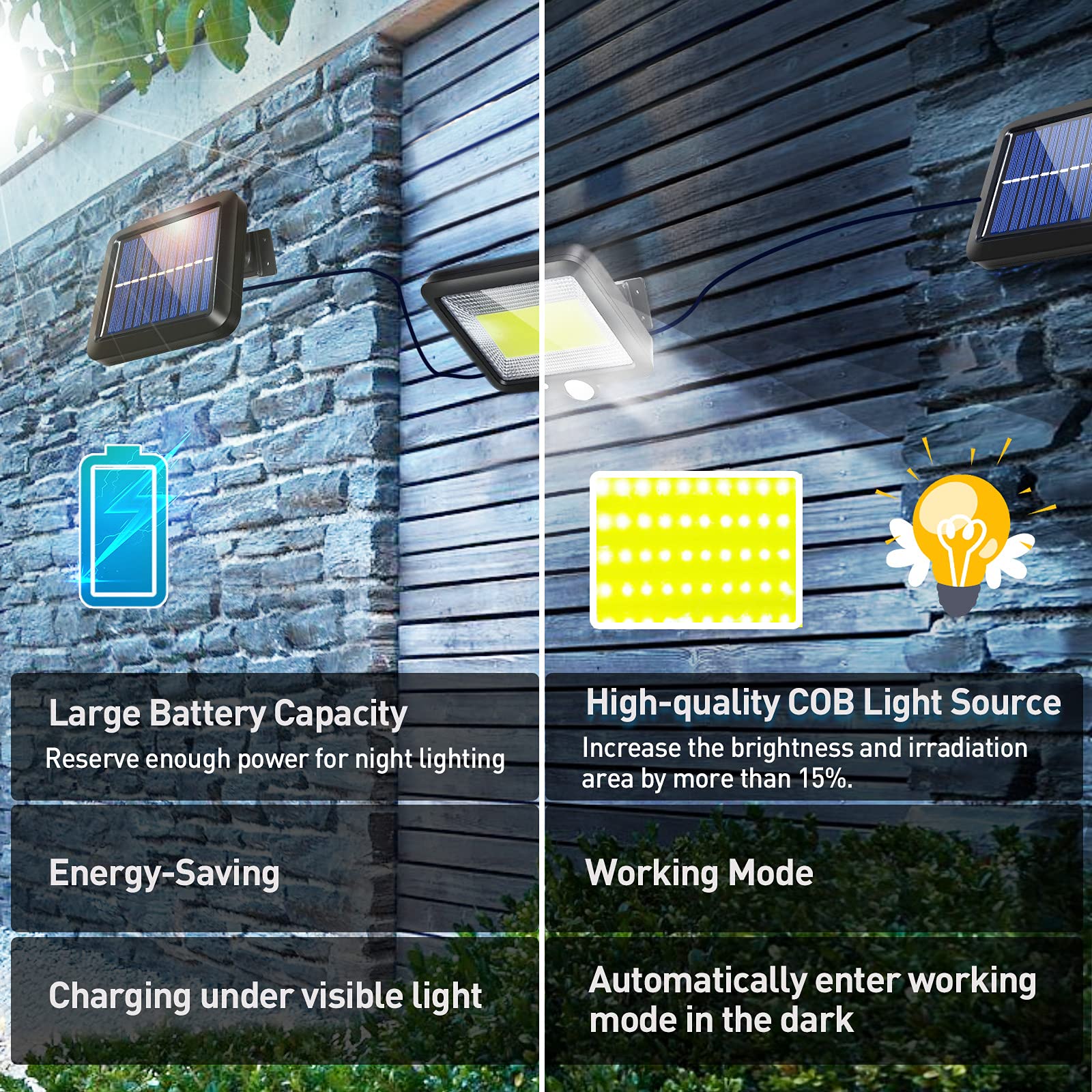 2 Pack Solar Flood Lights Outdoor - LED Motion Sensor, Waterproof, 3 Lighting Modes with 16.4Ft Cable - Perfect for Garden, Patio, Path, Yard, Garage & Indoor Use