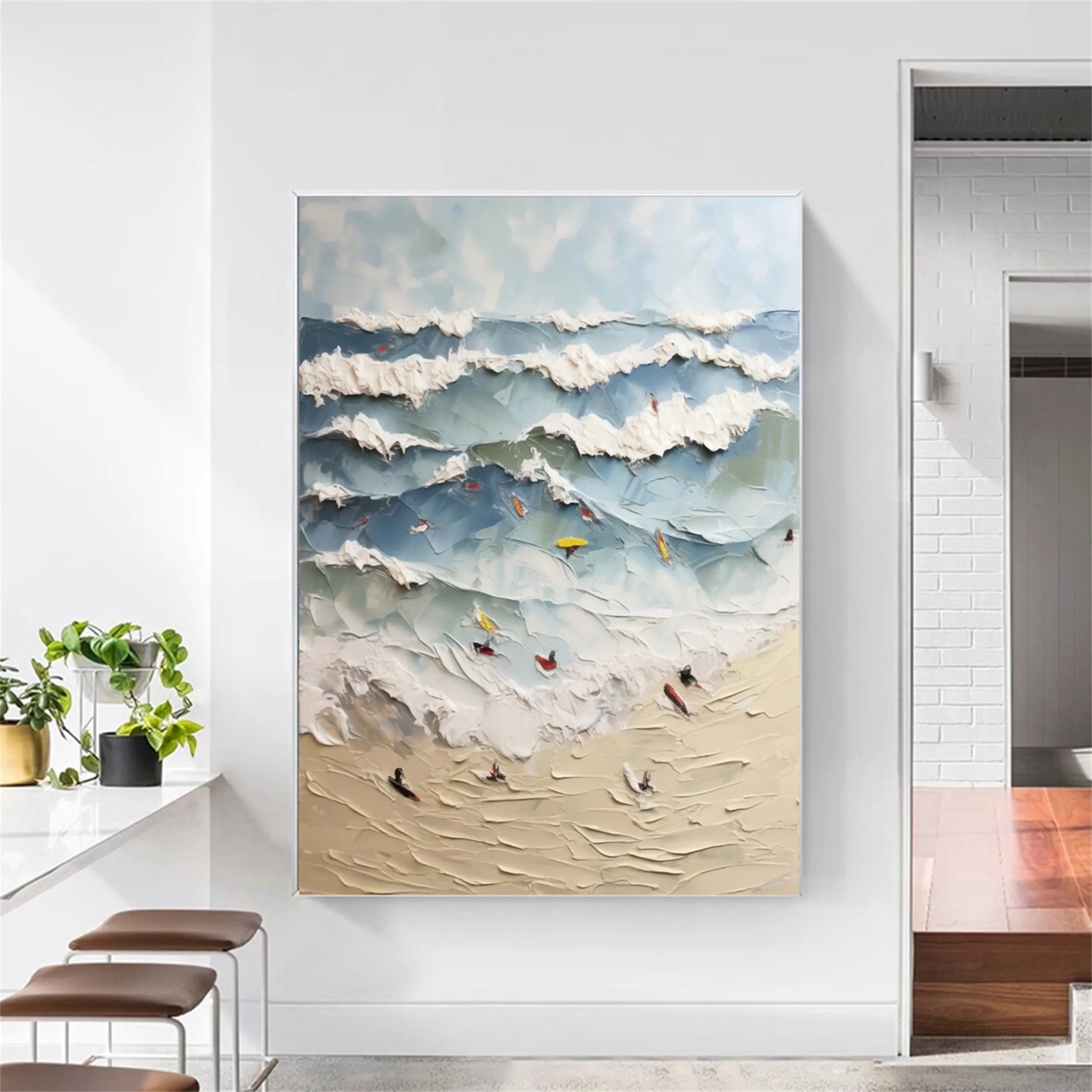 Seascape and Snowy Peak Landscape Painting #SP028 - Perfect for Home Decor, Office Wall Art & Gift Ideas