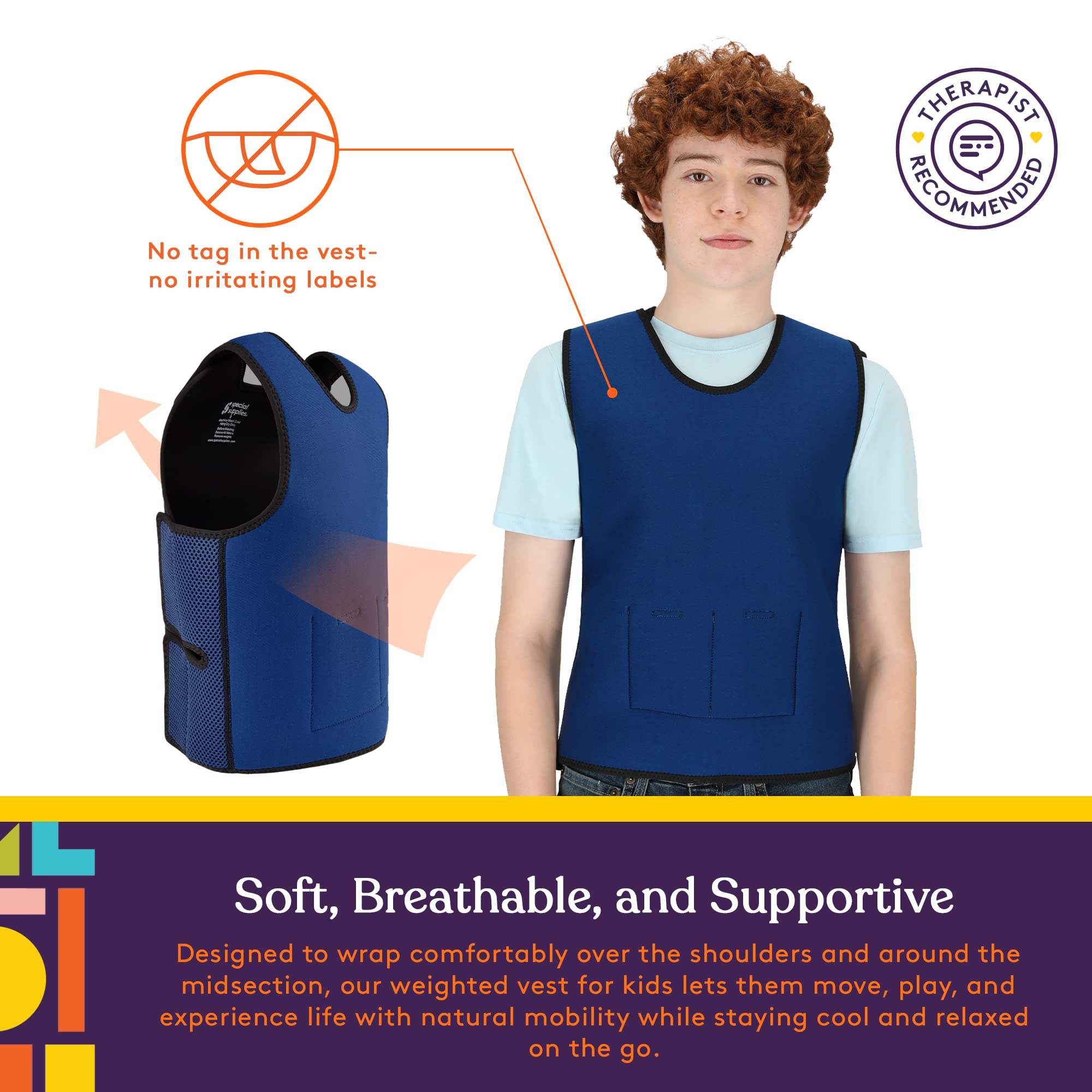 Weighted Sensory Compression Vest for Kids - Adjustable Weight & Comfort Fit - Calming Sensory Therapy for Autism, ADHD & Anxiety Relief - Perfect for School, Home & Therapy Use