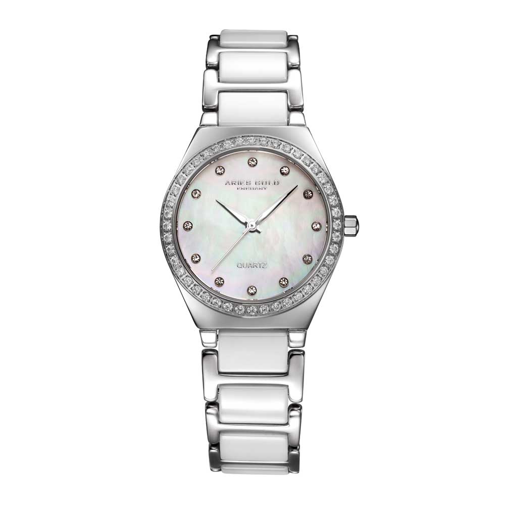 Aries Gold Enchant L 5014Z S MOP Women's Watch - Elegant Mother of Pearl Dial, Stainless Steel Band - Perfect for Business, Party & Formal Occasions
