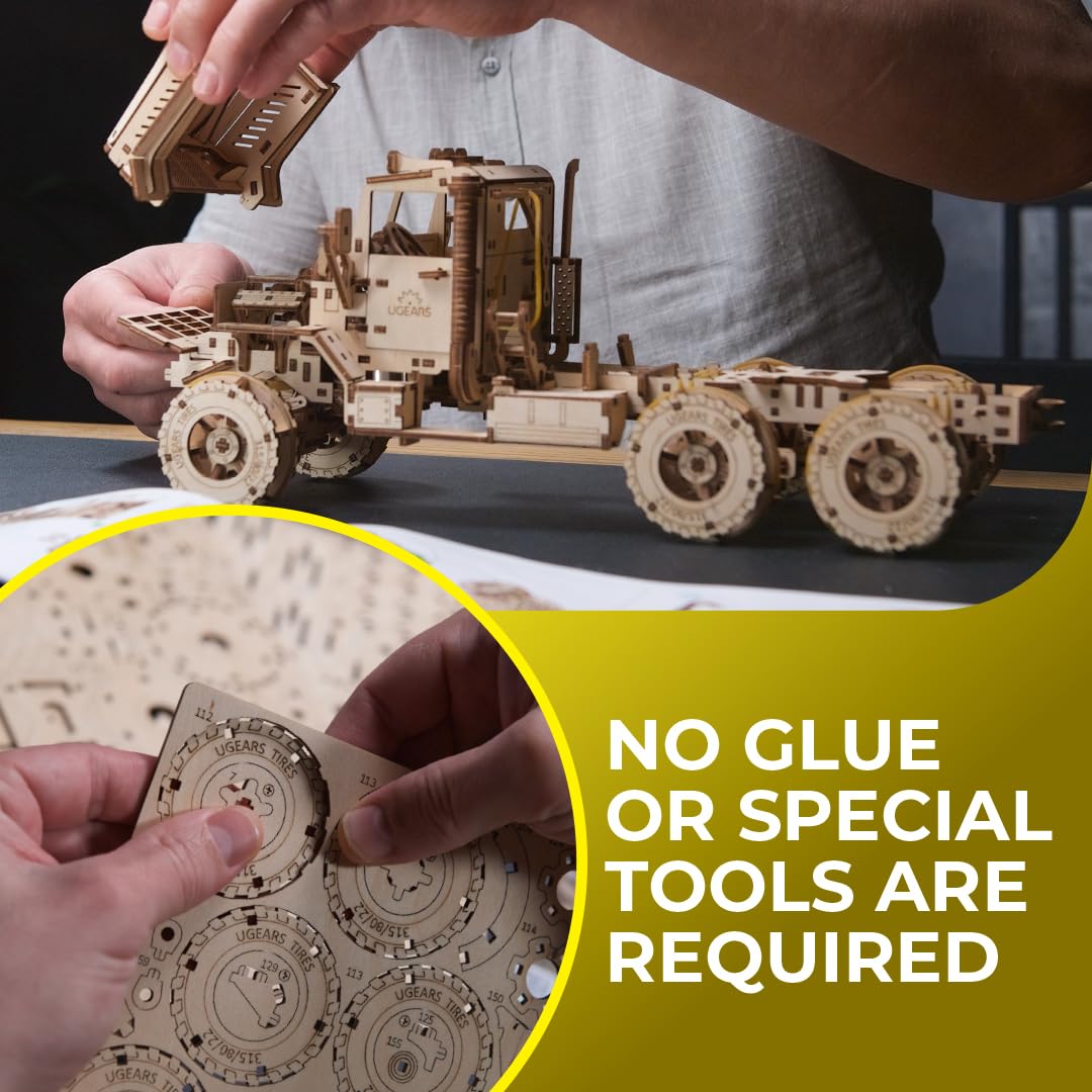 UGEARS 3D Wooden Cargo Truck Puzzle Kit for Adults & Teens - DIY Mechanical Model Building Toy for Men - Perfect STEM Educational Gift for Hobbyists & Collectors - Great for Home Decoration, Office Display & Stress Relief Activities