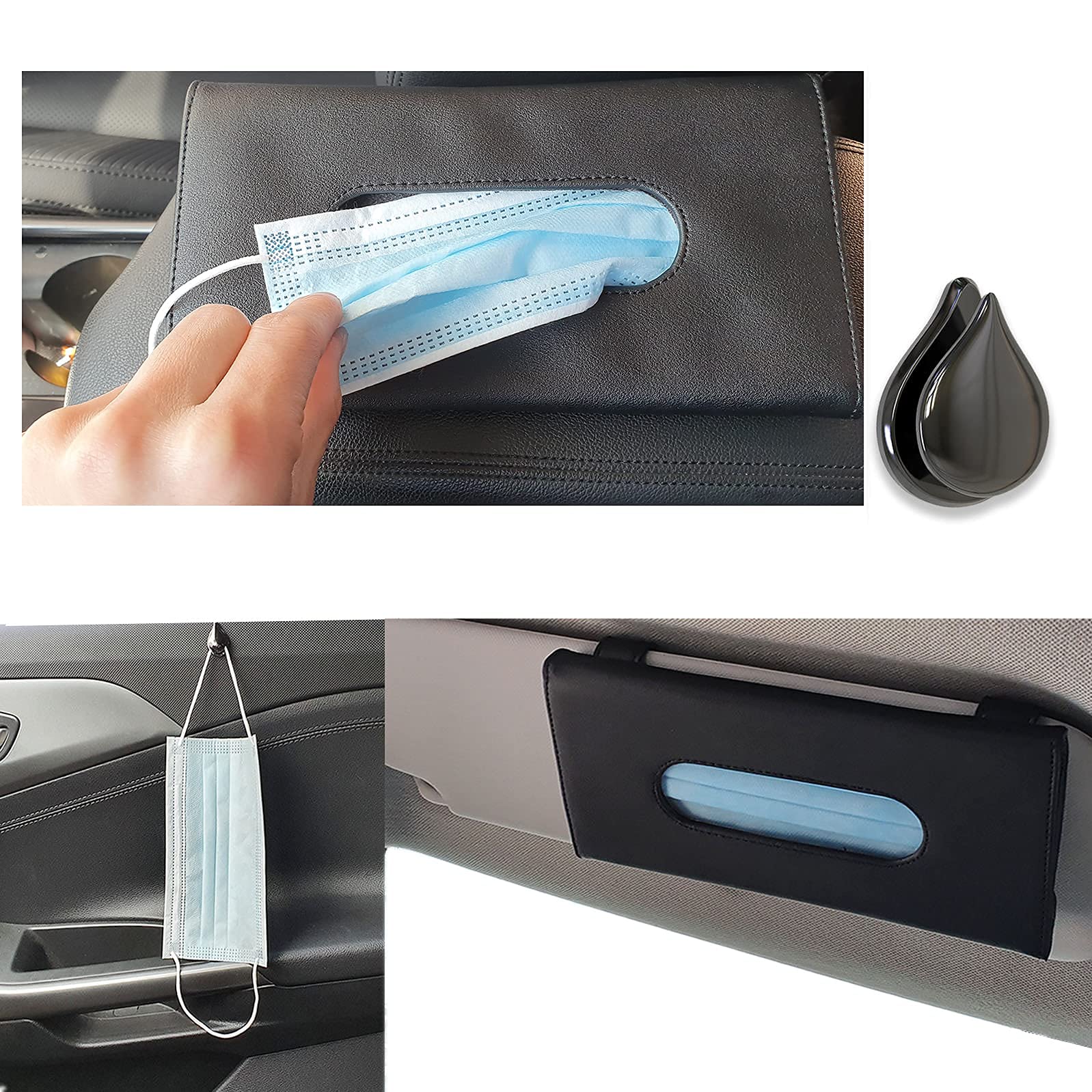 Car Sun Visor Tissue Holder - PU Leather Napkin & Mask Storage Organizer for Vehicle | Perfect for Backseat Passengers, Road Trips & Daily Commute