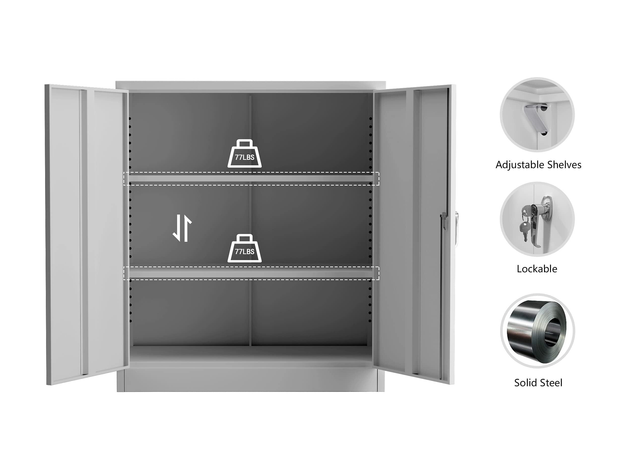 Aobabo Steel Lockable Storage Cabinet with Adjustable Shelves - Heavy Duty Metal Organizer for Office, Home, School | Secure Storage for Documents, Supplies & Tools | Easy Assembly Required