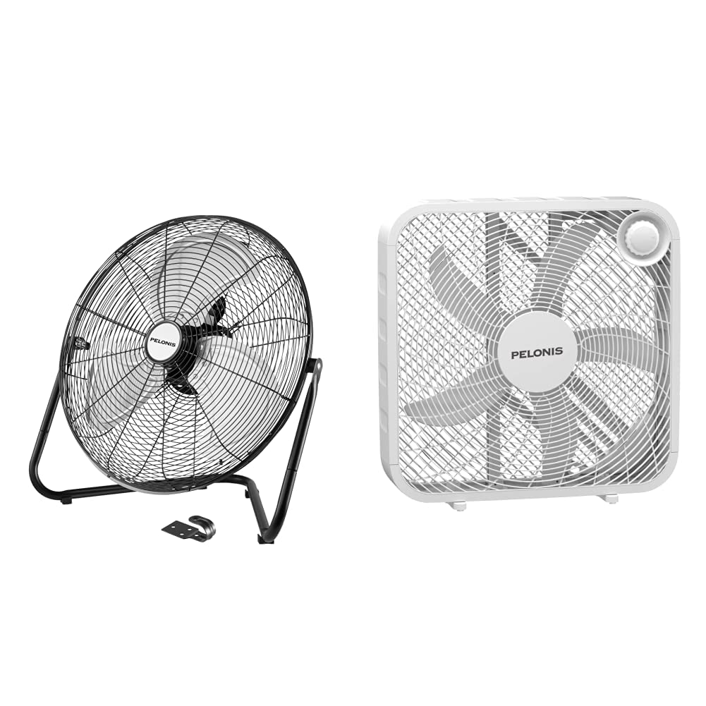 PELONIS 20 Inch Heavy Duty All Metal High Velocity Floor Fan - 3 Speed Adjustable Tilting Head for Powerful Air Circulation | Perfect for Home, Office, Garage & AC Cooling | White