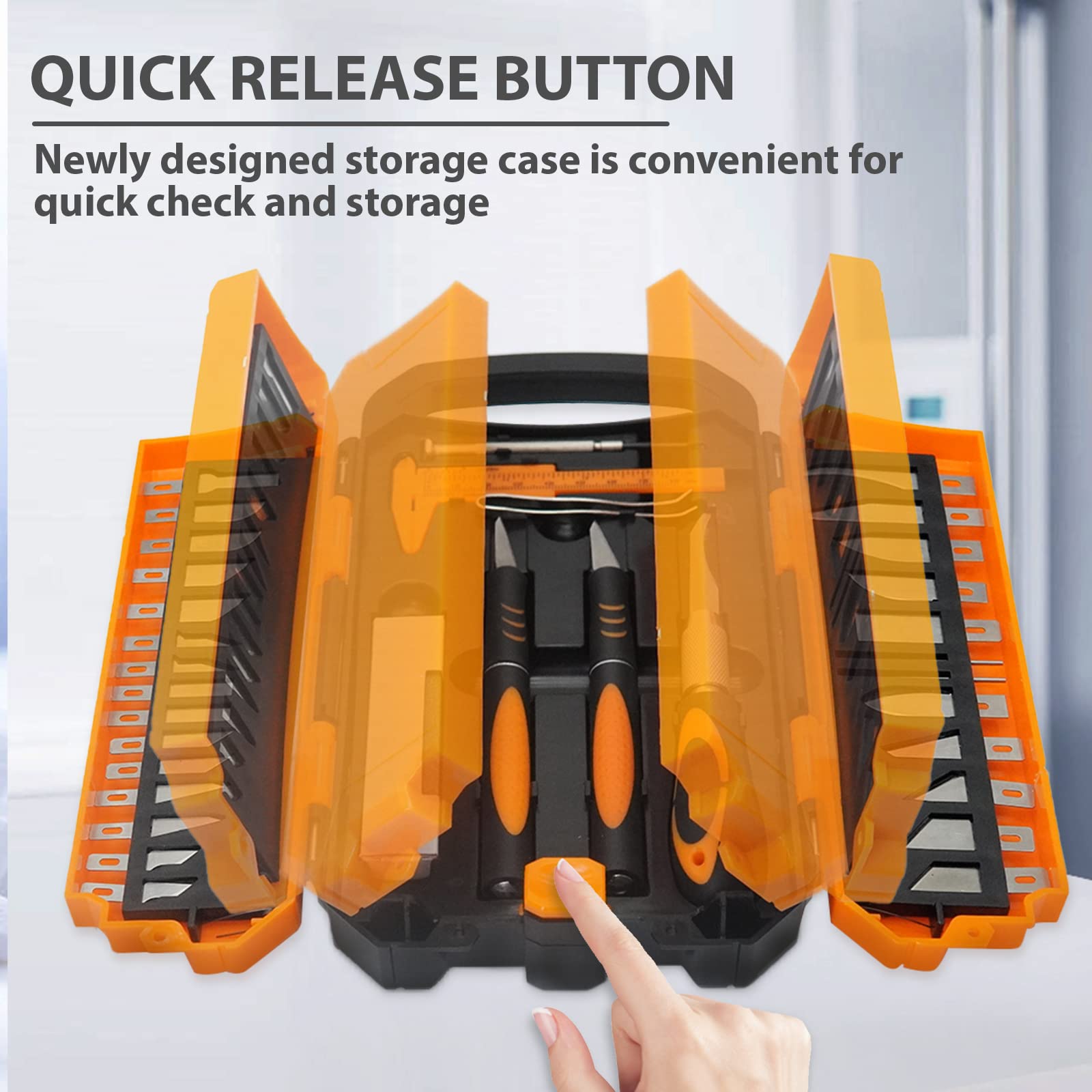 34-Piece Deluxe Precision Craft Knife Set with Anti-Slip Rubber Grip - Includes 3 Knives, 25 Blades, 2 Needles, Sharpening Stone & Screwdriver - Perfect for DIY, Woodworking, Scrapbooking & Art Projects