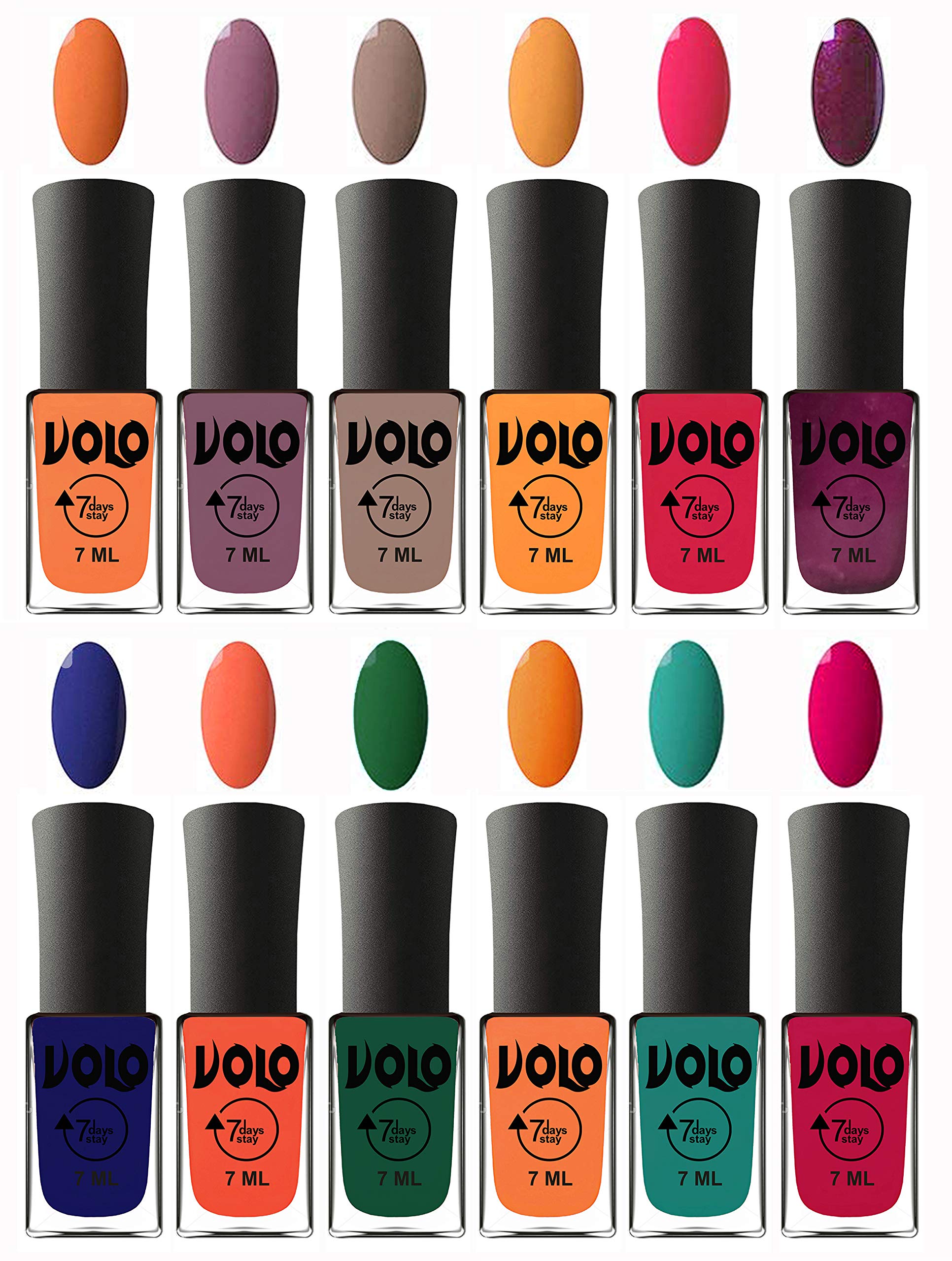 Volo 12 Colors Long Lasting Nail Polish Set for Women & Girls - Non-Toxic Chip-Resistant Nail Paints for Daily Wear, Parties & Special Occasions