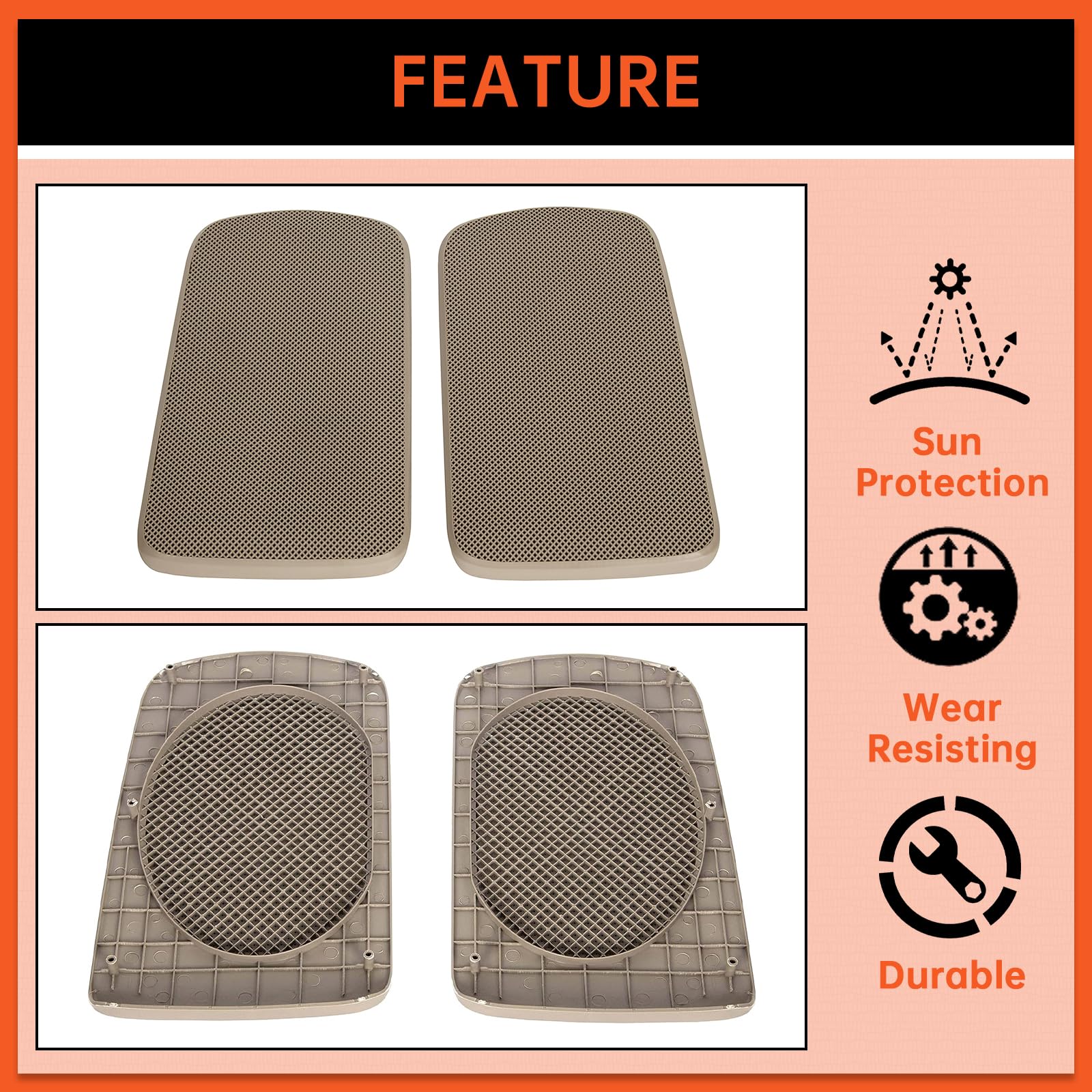 ECOTRIC Rear Speaker Grille Covers for 2002-2006 Toyota Camry - Replacement for Part #T1A-04007-521AA-E0 - Perfect for Car Audio Upgrades & Interior Restoration