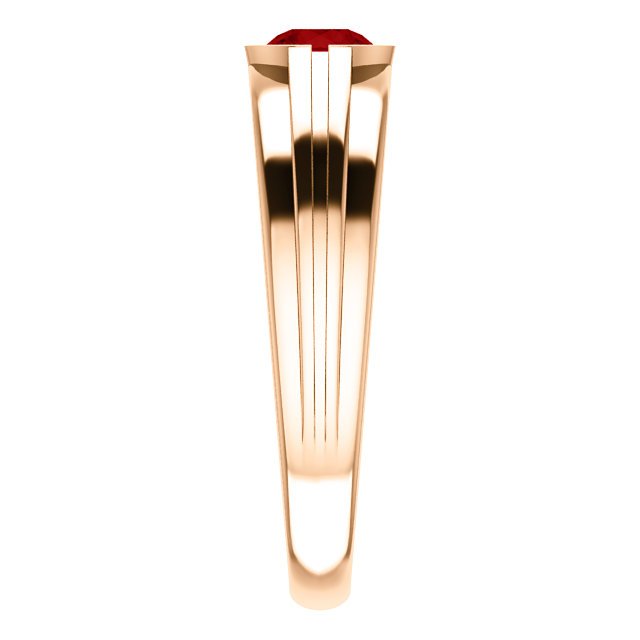 14KT Gold Men's Solitaire Ring with 2/3 CT Ruby Bezel Setting - Elegant Jewelry for Weddings, Anniversaries & Special Occasions
