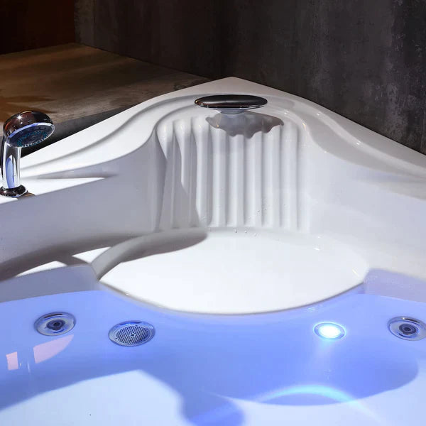Empava 59-Inch Corner Jetted Bathtub with Thermostat & LED Lights - Whirlpool Spa Tub for Relaxation (59JT319LED) - Perfect for Master Bathroom and Luxury Home Spa