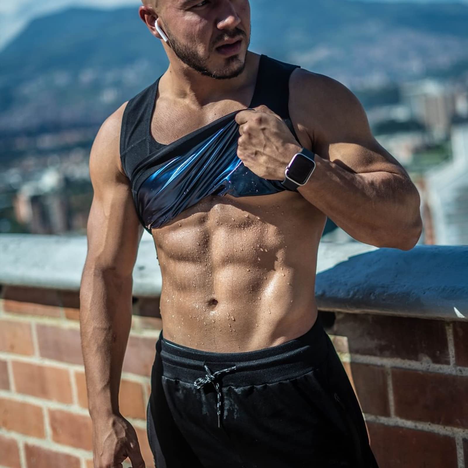 Men's Sauna Suit Sweat Waist Trainer Vest - Workout Tank Top for Weight Loss & Body Shaping - Gym, Running, Fitness Training
