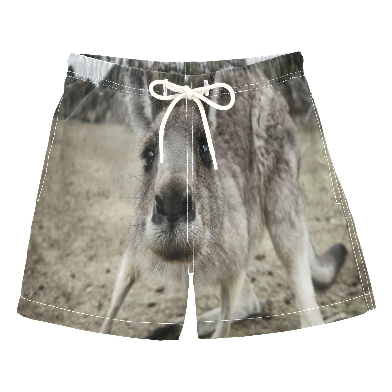 Boys' Animal Print Kangaroo Swim Trunks - Quick Dry Board Shorts for Beach, Surf & Pool | Hawaii Vacation Essentials for Kids