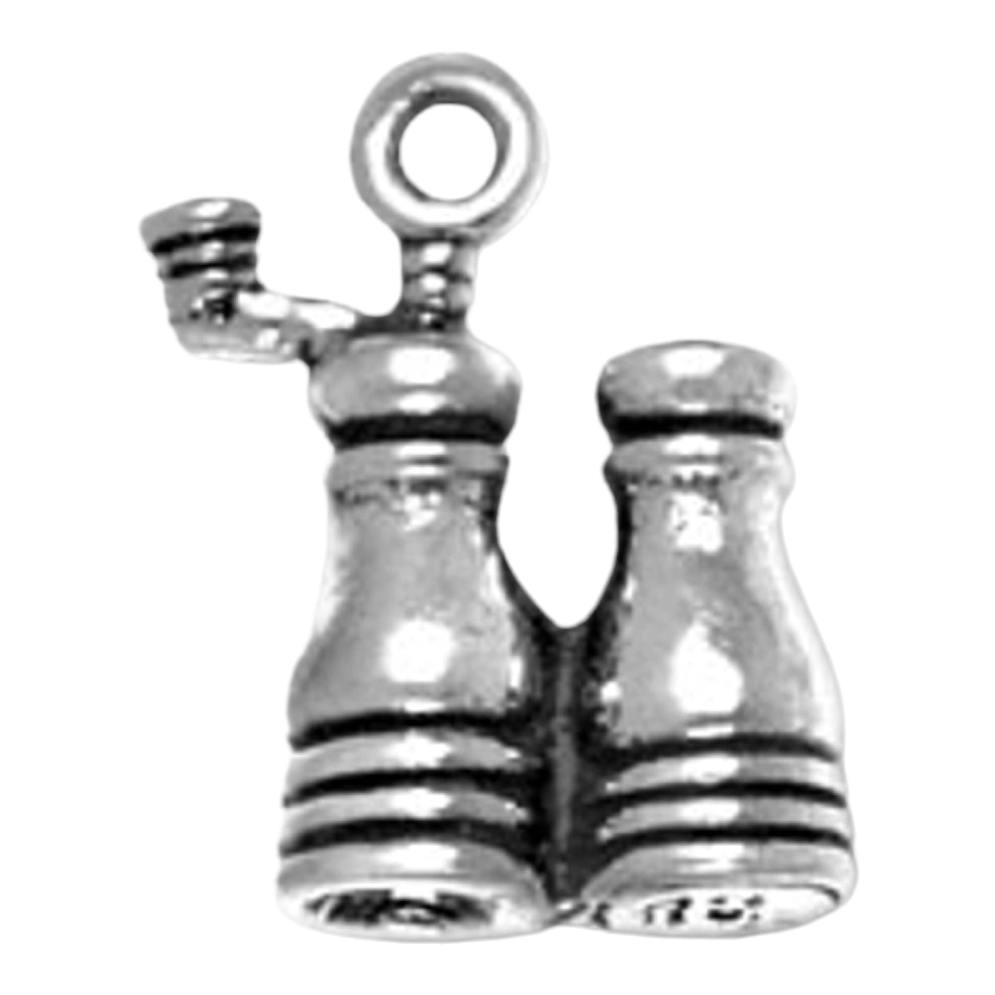 Sterling Silver 3D Kitchen Salt and Pepper Grinder Shakers - Cooking Charm Beads for Bracelet Making - Perfect for DIY Jewelry, Gift Giving, and Home Kitchen Decor