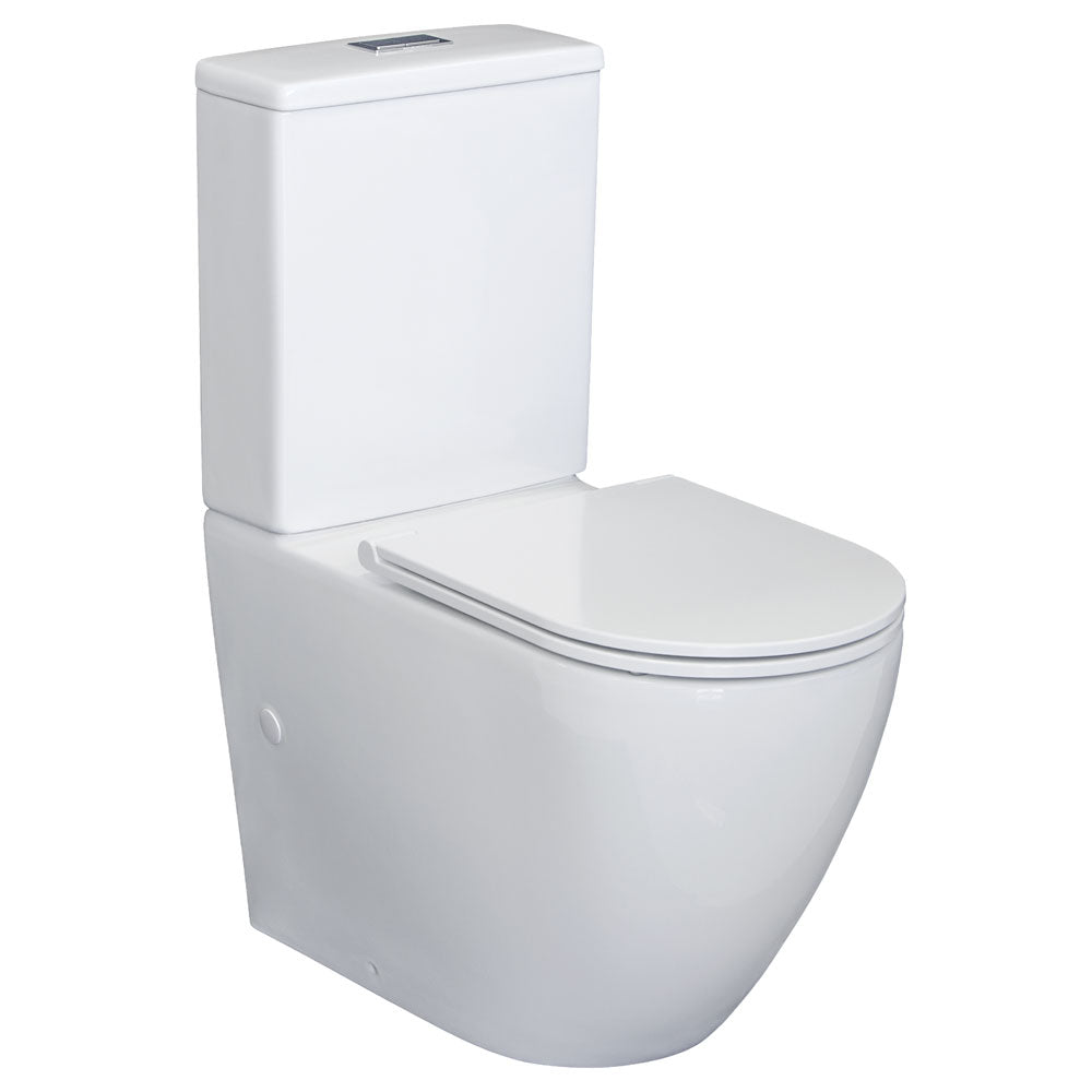 Fienza Alix Back to Wall Toilet Suite with Slim Seat - Space-Saving Modern Bathroom Solution for Small Bathrooms & Powder Rooms