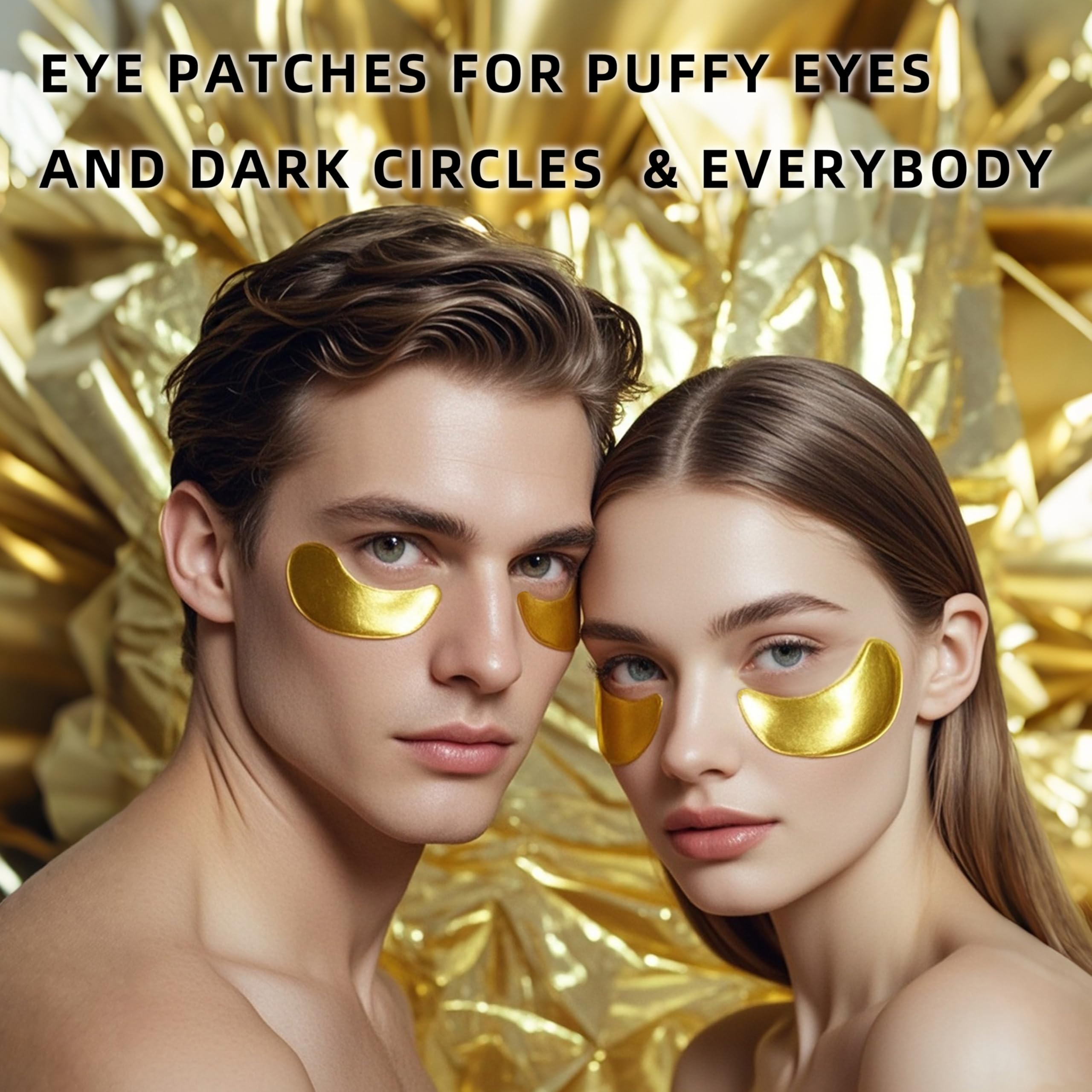 Golden Eye Mask 20 Pairs - Collagen & Hyaluronic Acid Under Eye Patches for Dark Circles, Puffiness & Wrinkles - Rejuvenating Eye Gels for Men & Women - Perfect for Overnight Treatment, Travel & Daily Skincare Routine