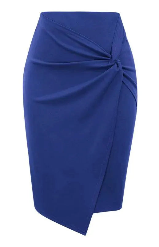 Elegant Draped Asymmetrical Pleated Skirt for Women - Trendy High Waist Flowy Midi Skirt for Party, Date Night & Office Wear