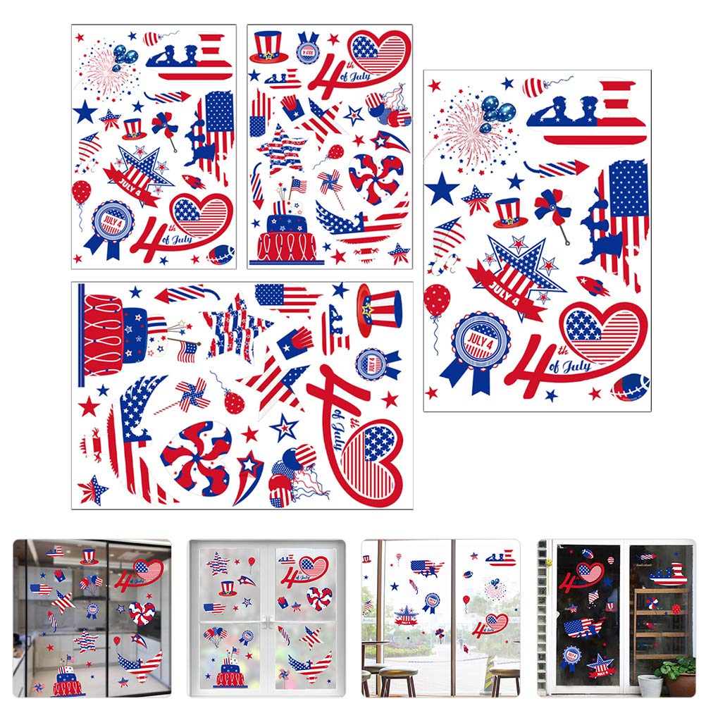KESYOO 3-Pack Patriotic Window Decals - Waterproof American Flag Stickers for Independence Day & Memorial Day - USA Theme Vinyl Clings for Home, Car & Office Decor