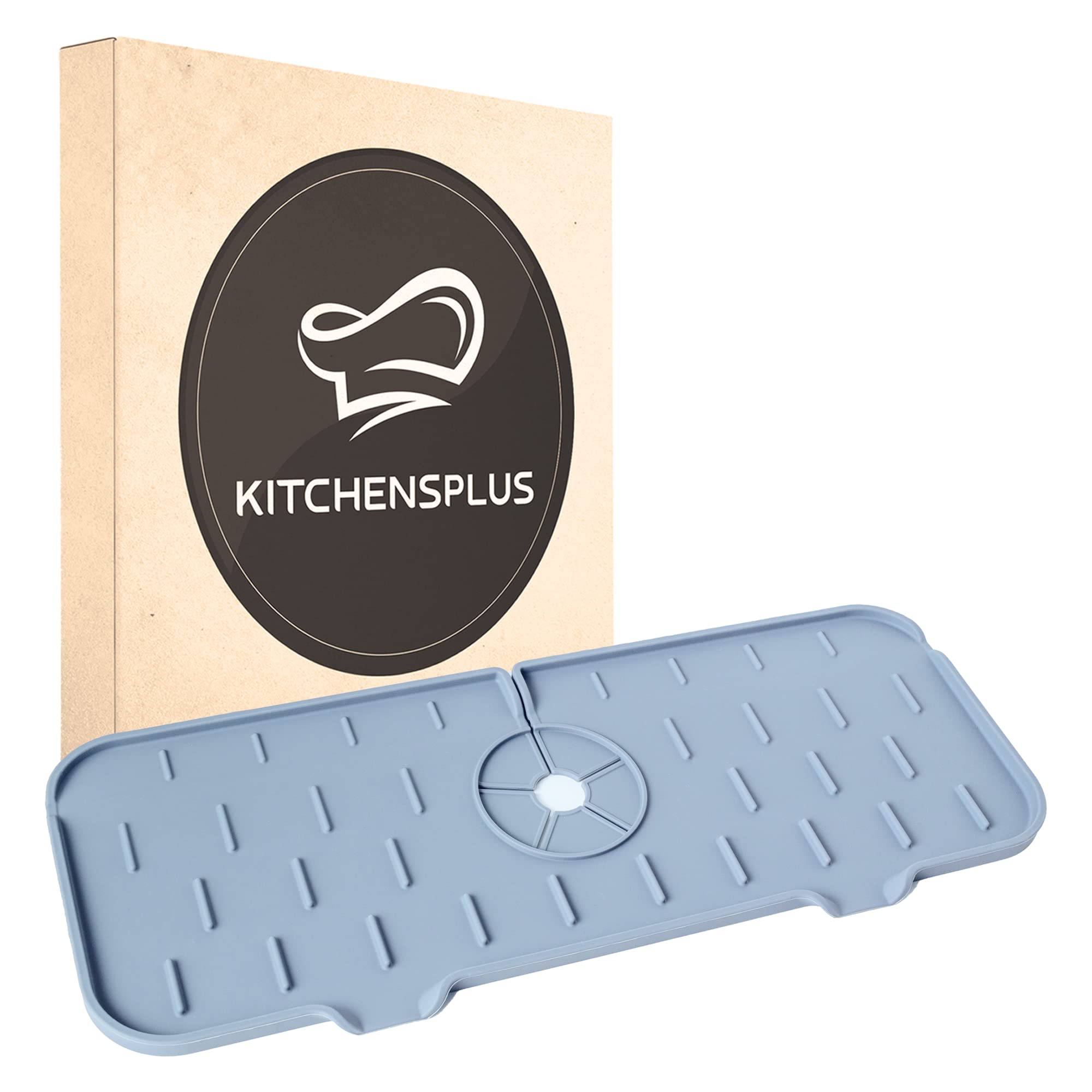 Self-Draining Silicone Faucet Mat for Kitchen Sink - Adjustable Depth Splash Guard & Drip Catcher to Prevent Hard Water Stains | Perfect for Protecting Countertops from Splashes & Mineral Deposits