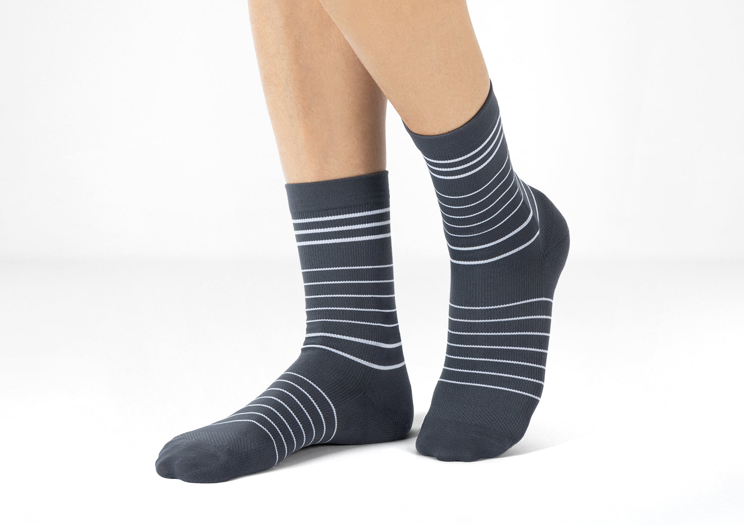 18-25 mmHg Mid Calf Compression Socks for Women & Men - Dark Gray for Running, Travel & Circulation Support