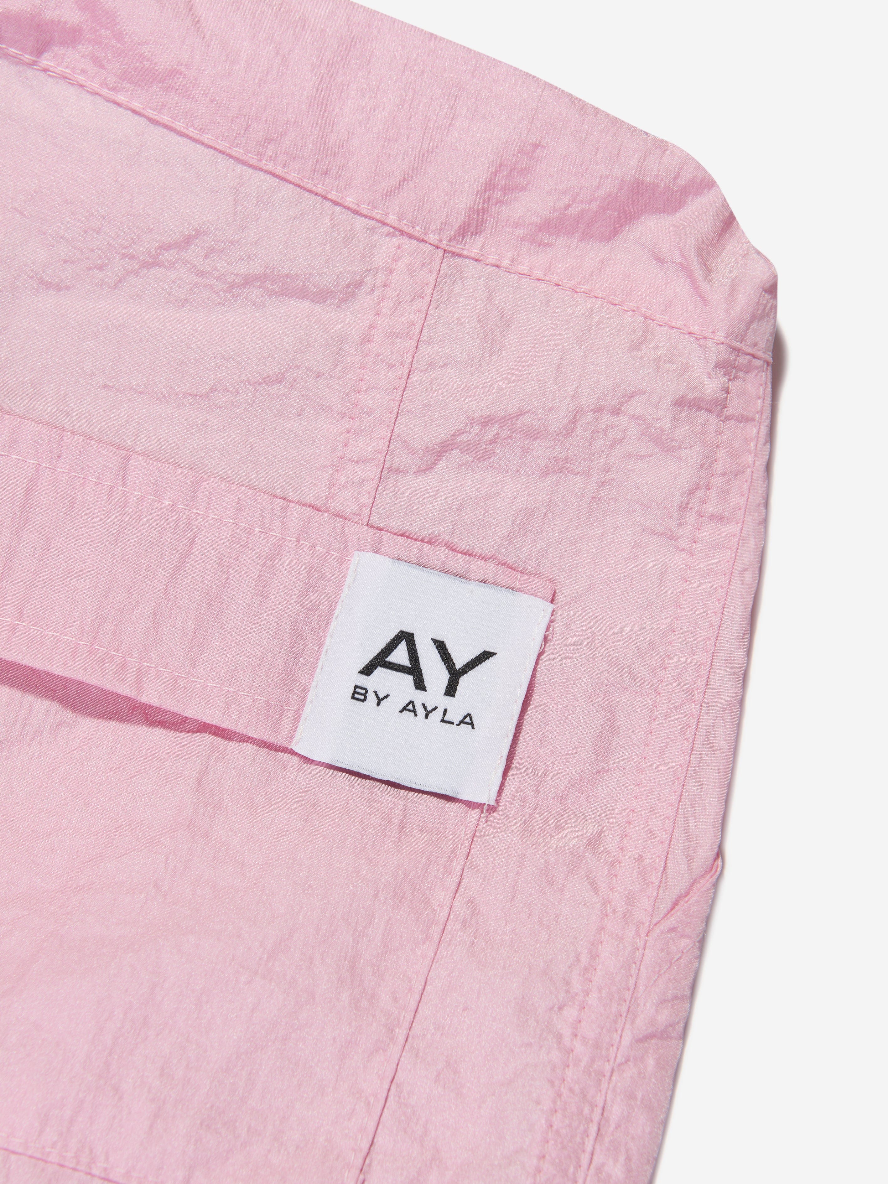 AY by AYLA Girls' Pink Nylon Cargo Pants - Stylish & Comfortable Outdoor Play & School Wear for Active Kids