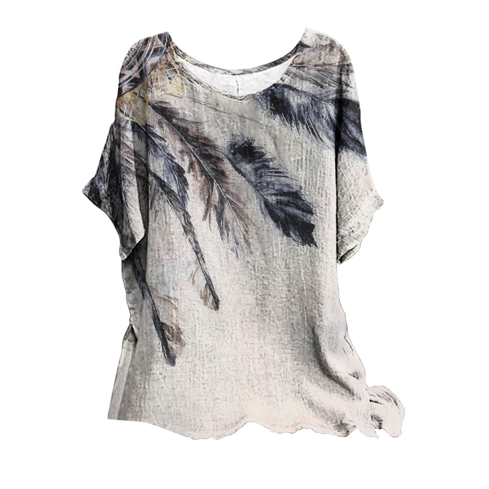Women's Casual T-Shirts - Summer Cute Printed Tee, Loose Fit Plus Size Short Sleeve Blouse, Comfortable Tunic Top for Everyday Wear, Outings & Beach Vacations