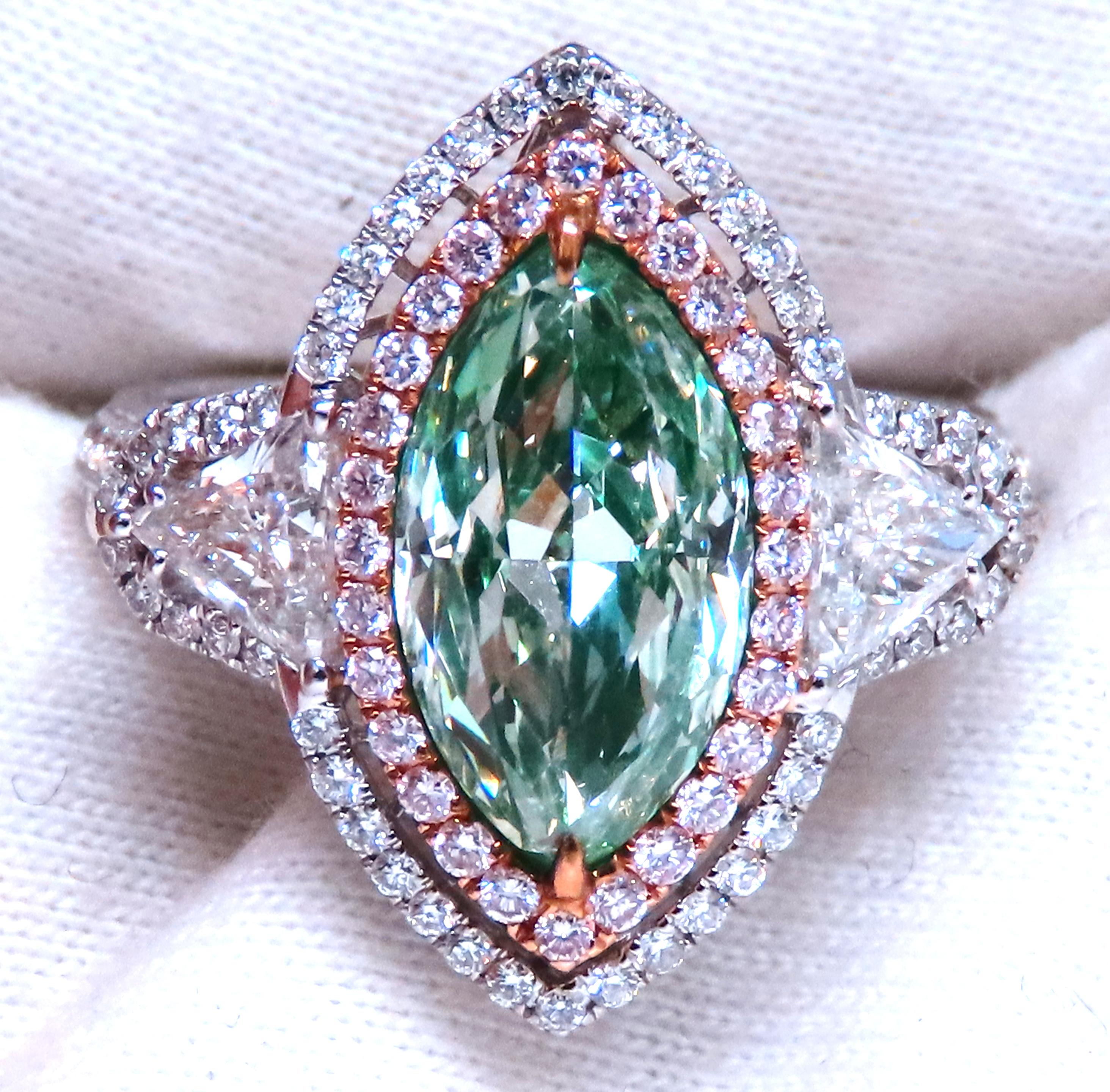 GIA Certified 3.06 Carat Natural Green Diamond Engagement Ring in 18K Gold Halo Setting - Perfect for Proposals, Anniversaries & Special Occasions
