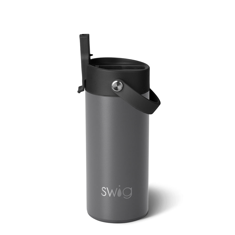 12oz Grey Flip & Sip Slim Tumbler - Insulated Stainless Steel Travel Mug for Coffee, Tea & Cold Drinks - Perfect for Office, Gym & Outdoor Activities