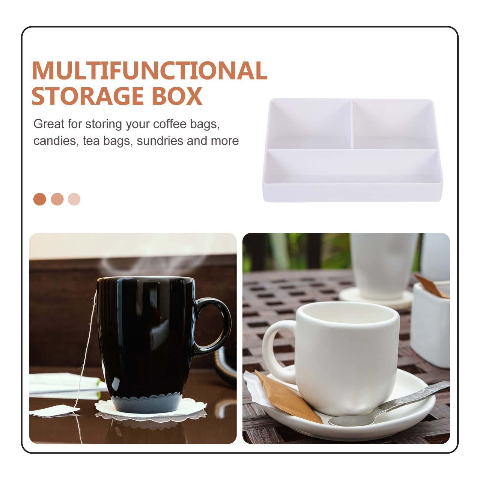 3 Compartment Coffee Condiment Organizer - Sugar, Tea Bags & Creamer Storage Holder for Office Breakroom, Kitchen & Home Use - Perfect for Coffee Stations & Pantry Organization