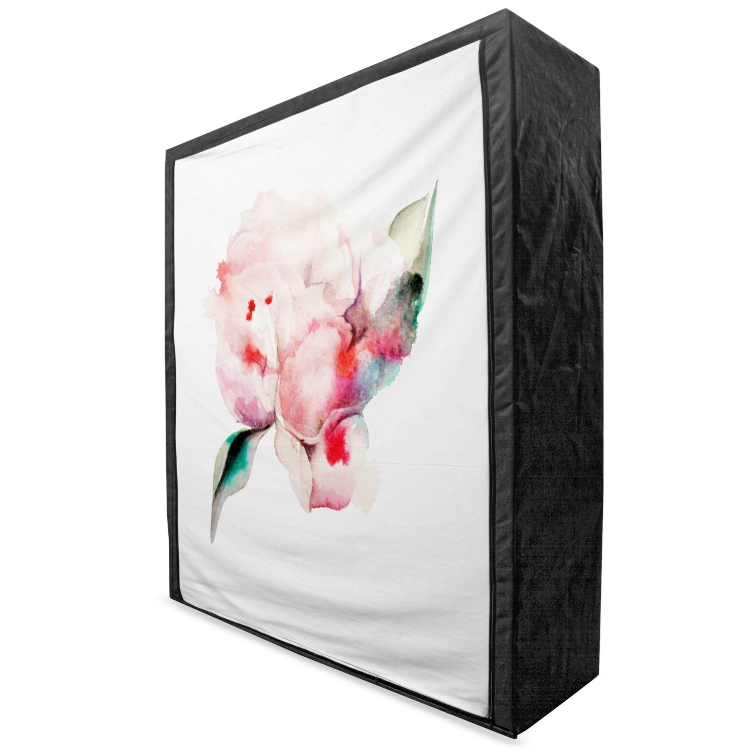 Ambesonne Peach Portable Fabric Wardrobe with Hand-Painted Watercolor Peonies - 59