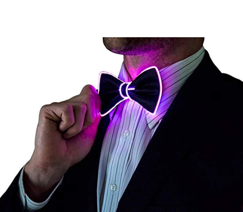 Glowing LED Bow Tie for Men & Women - Adjustable EL Wire Light Up Bowtie for Parties, Raves, Halloween & Cosplay - Cool Glow in the Dark Accessory for Night Events