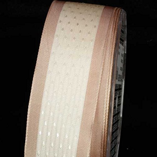 The Ribbon People Ivory Wired Craft Ribbon with Small Diamonds - 1.5 Inch x 27 Yards for Gift Wrapping, Wedding Decor & DIY Crafts