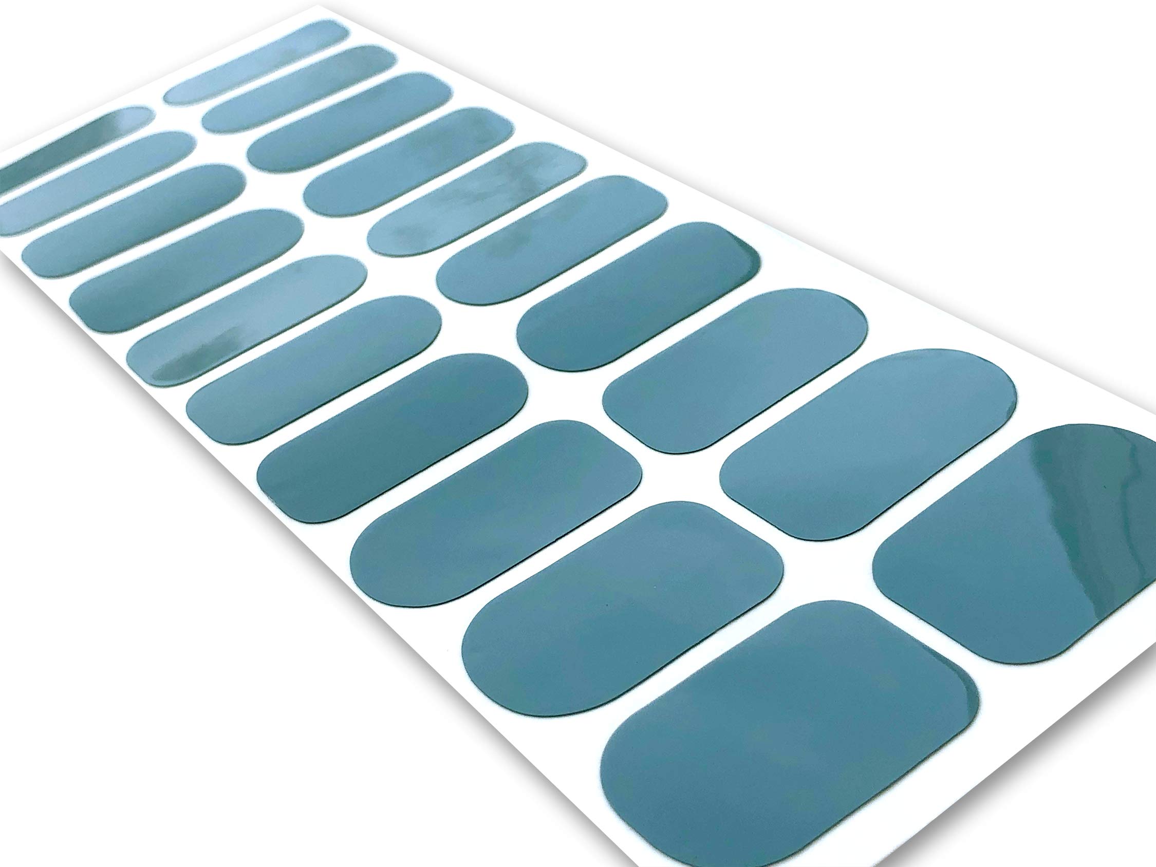TOUGH GIRLS 20-Piece Premium Gel Nail Polish Strips Kit with Application Tools - No UV/LED Lamp Needed (Blue-Gray) | DIY Salon-Quality Manicure at Home, Perfect for Parties & Special Occasions