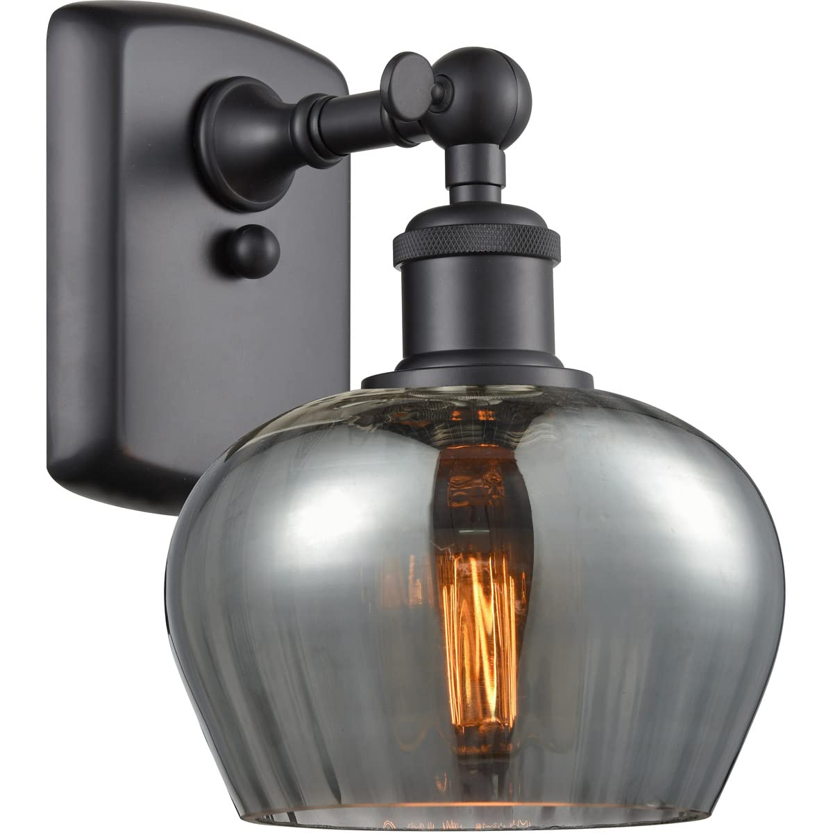 Innovations 516-1W-BK-G93-LED Dimmable Vintage LED Wall Sconce Light Fixture - Matte Black Finish for Bedroom, Living Room, or Hallway Lighting