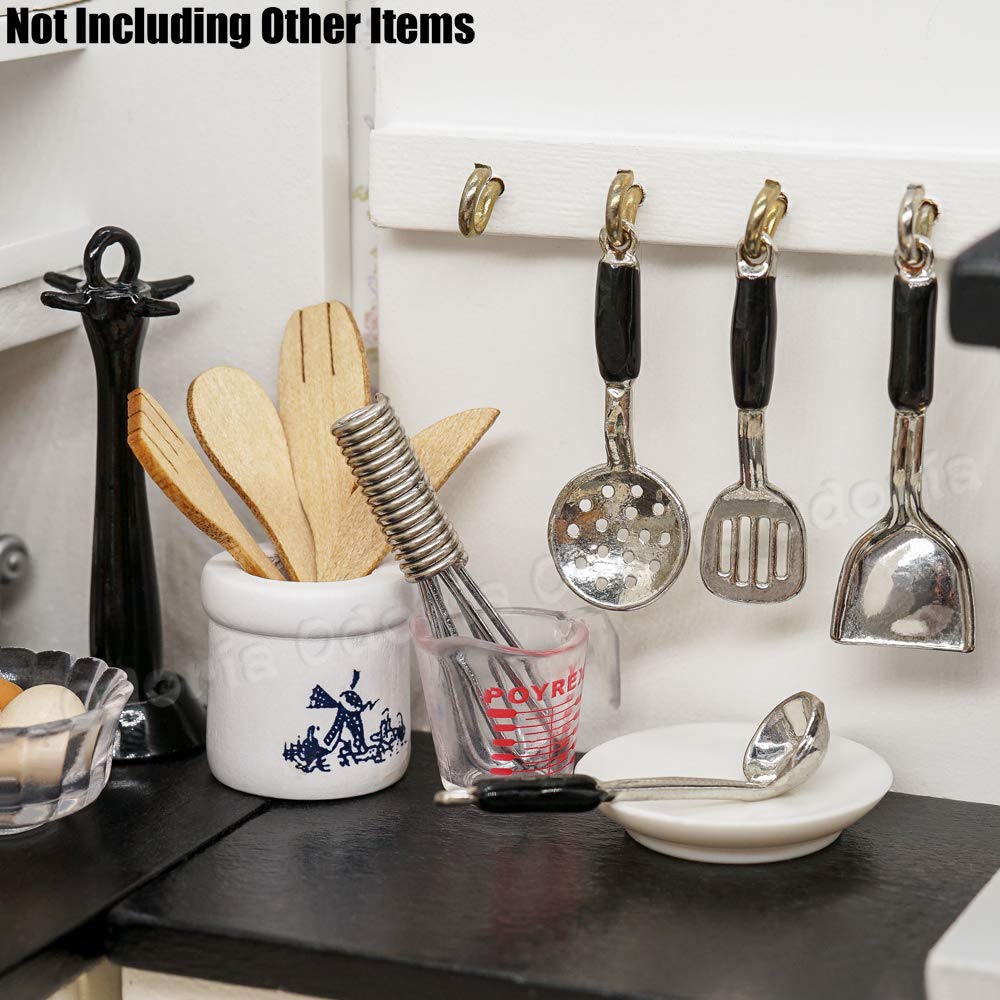 Odoria 1/12 Scale Miniature Kitchen Utensils Set - Black Dollhouse Accessories for Realistic Miniature Cooking & Home Decor Scenes