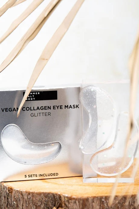Vegan Collagen Eye Mask with Glitter - Hydrating & Brightening Under Eye Treatment for Dark Circles & Puffiness - Perfect for Spa Nights & Self-Care Routines
