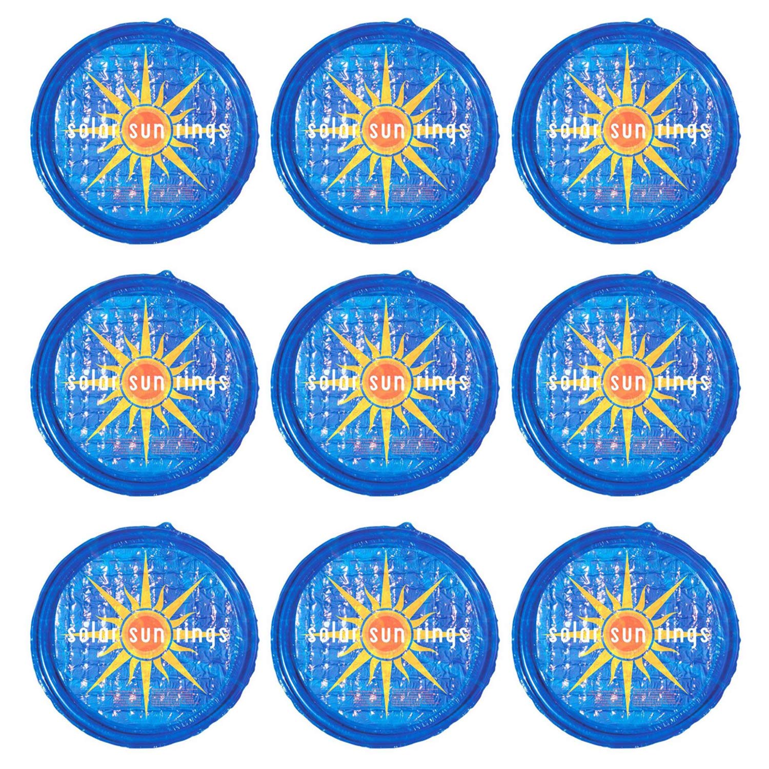 Solar Sun Rings for Swimming Pools & Hot Tubs - 9-Pack Blue UV-Resistant Solar Pool Heater Covers for Inground & Above Ground Pools - Energy Efficient Spa Heating Accessories for Summer & Winter Use