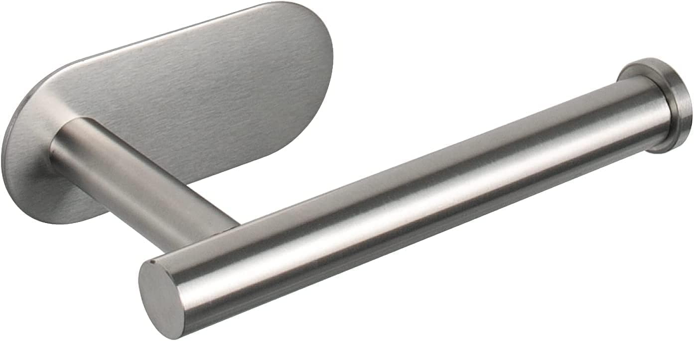 Stainless Steel Adhesive Non-Perforated Toilet Paper Holder for Bathroom - Wall Mount, Space Saving, Rustproof Bathroom Organizer for Home & RV Use